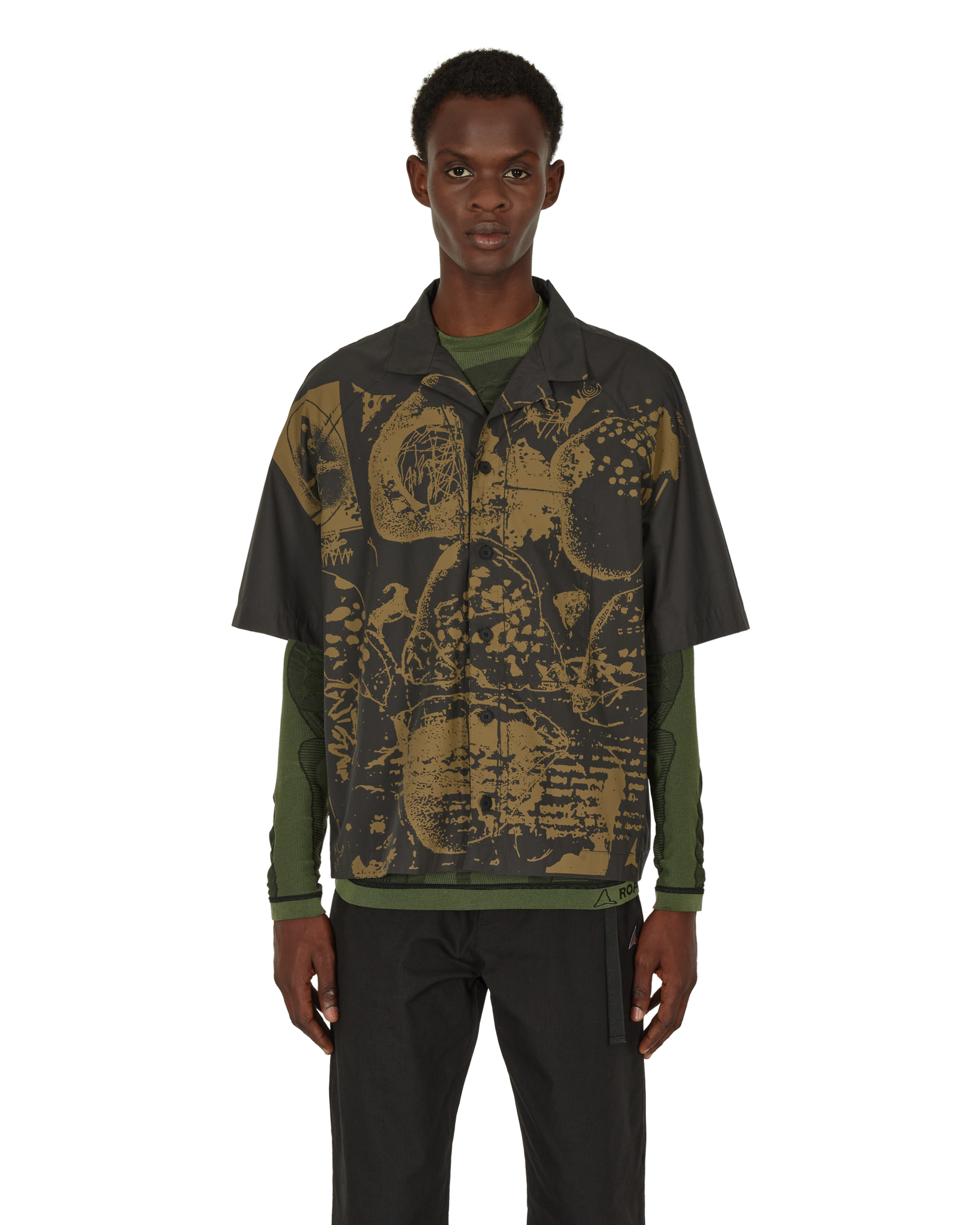 ROA Camp Short Sleeve Shirt Print J278414-S-Black front