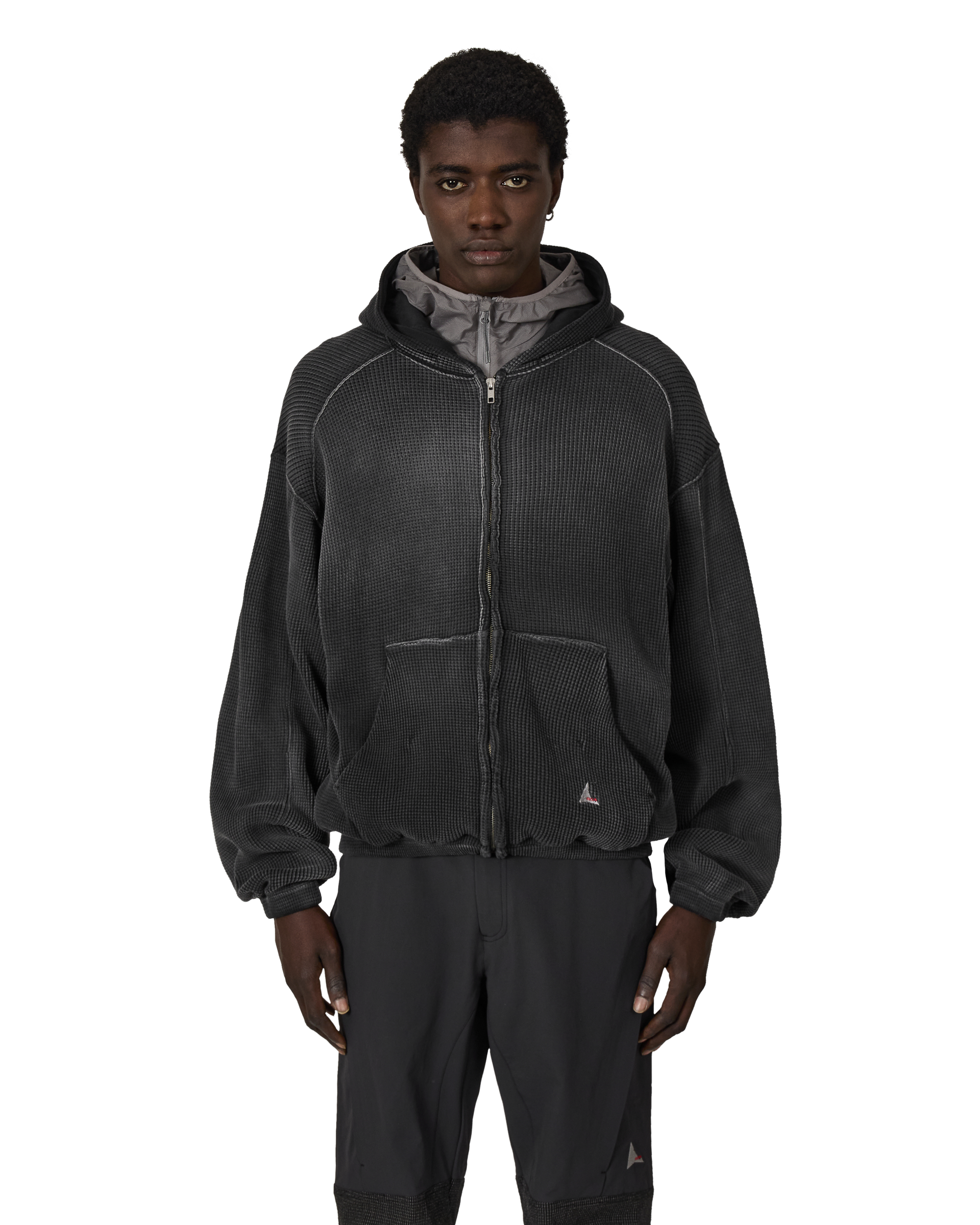 ROA Bee Sun Faded Waffle Zip Up Hoodie J316802-M-Black front