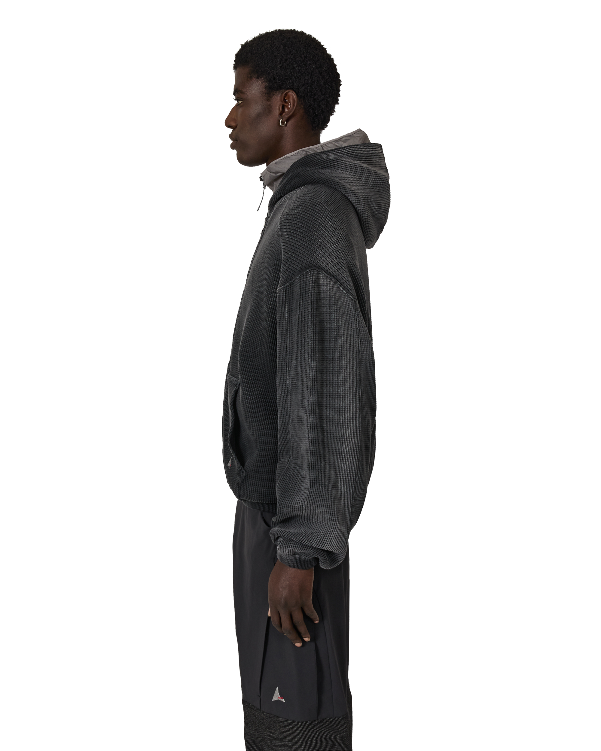 ROA Bee Sun Faded Waffle Zip Up Hoodie J316802-S-Black 2