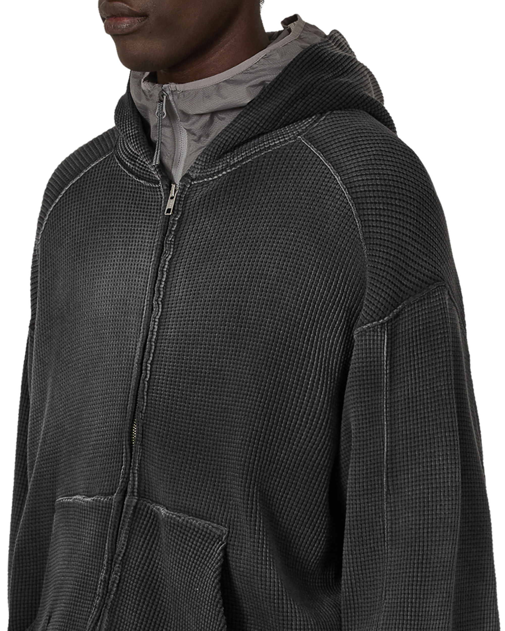 ROA Bee Sun Faded Waffle Zip Up Hoodie J316802-S-Black 5