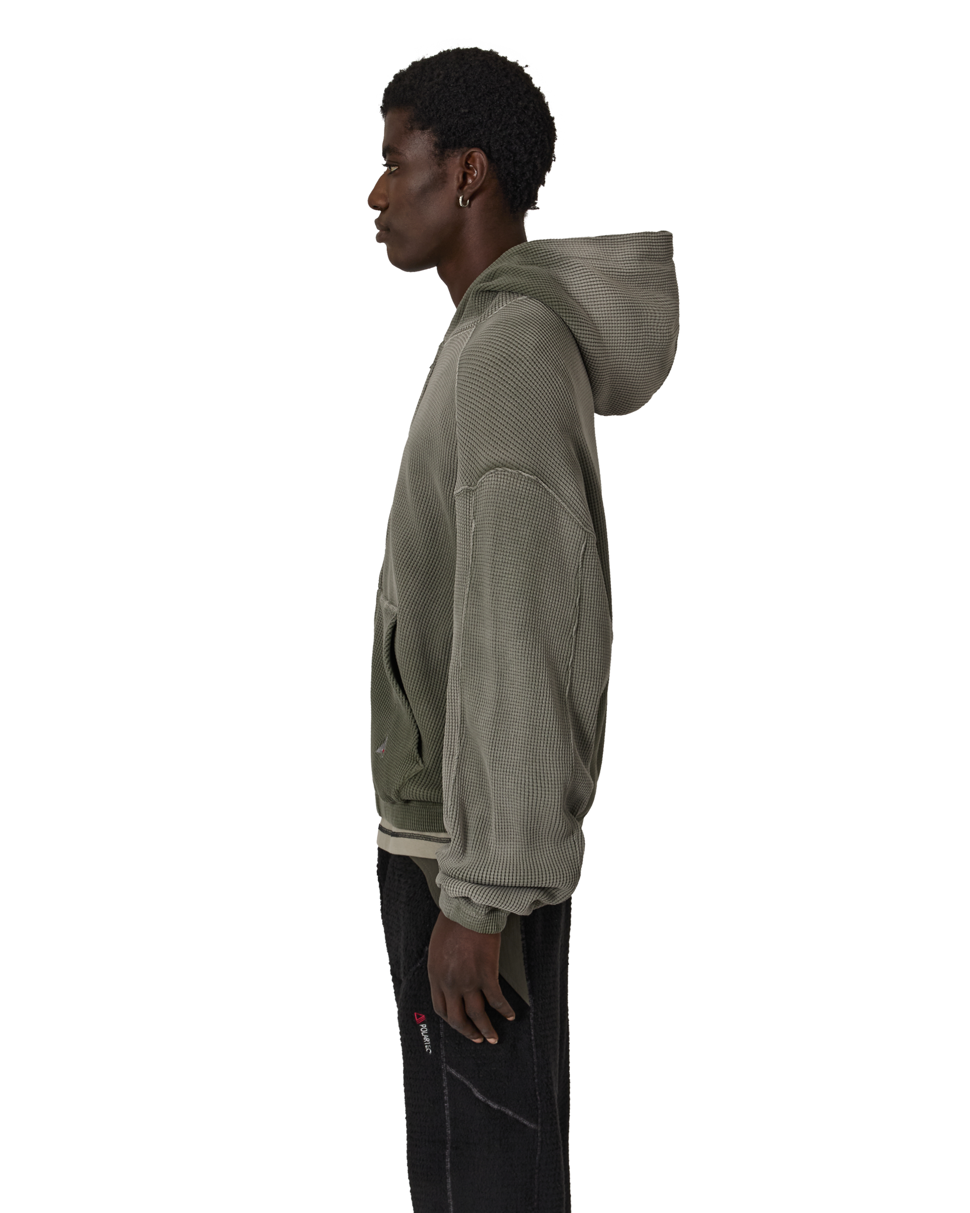 ROA Bee Sun Faded Waffle Zip Up Hoodie J316803-S-Green 2
