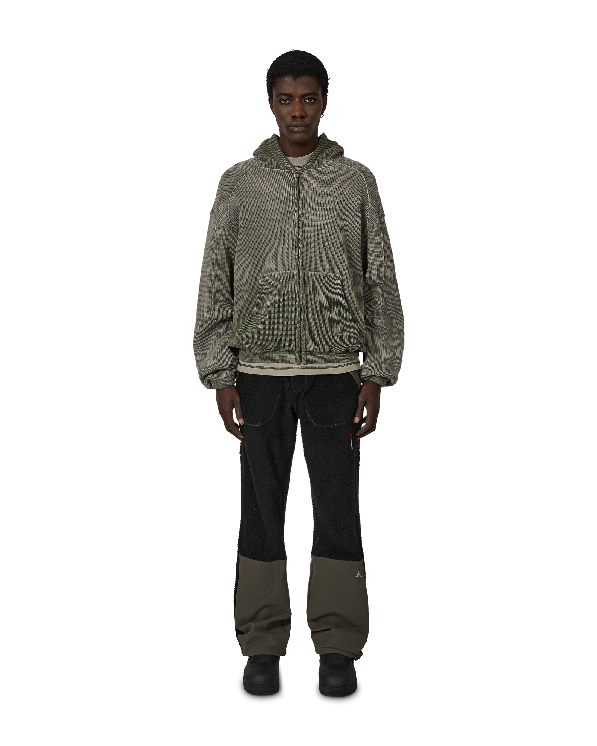 ROA Bee Sun Faded Waffle Zip Up Hoodie J316803-S-Green 4