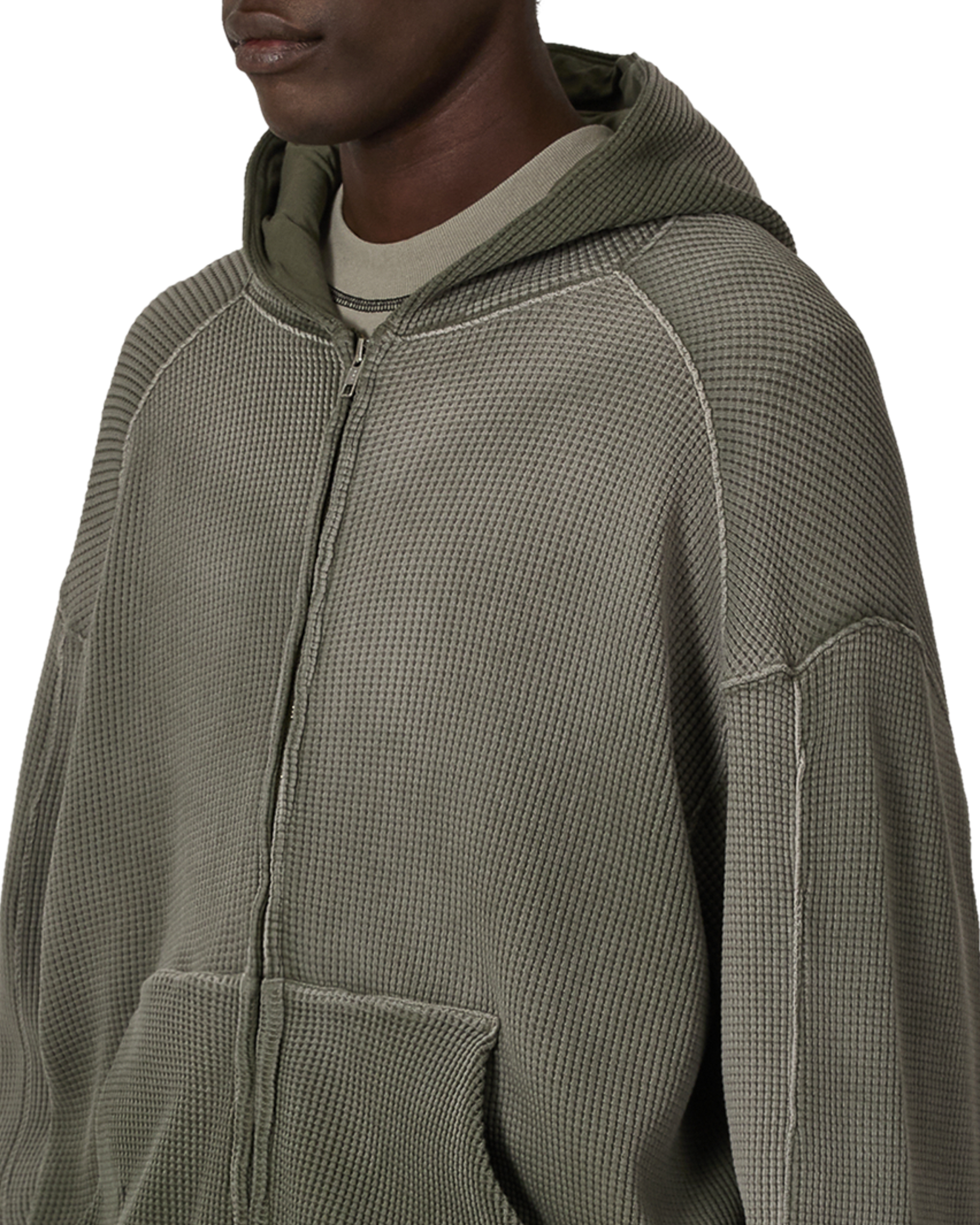 ROA Bee Sun Faded Waffle Zip Up Hoodie J316803-S-Green 5