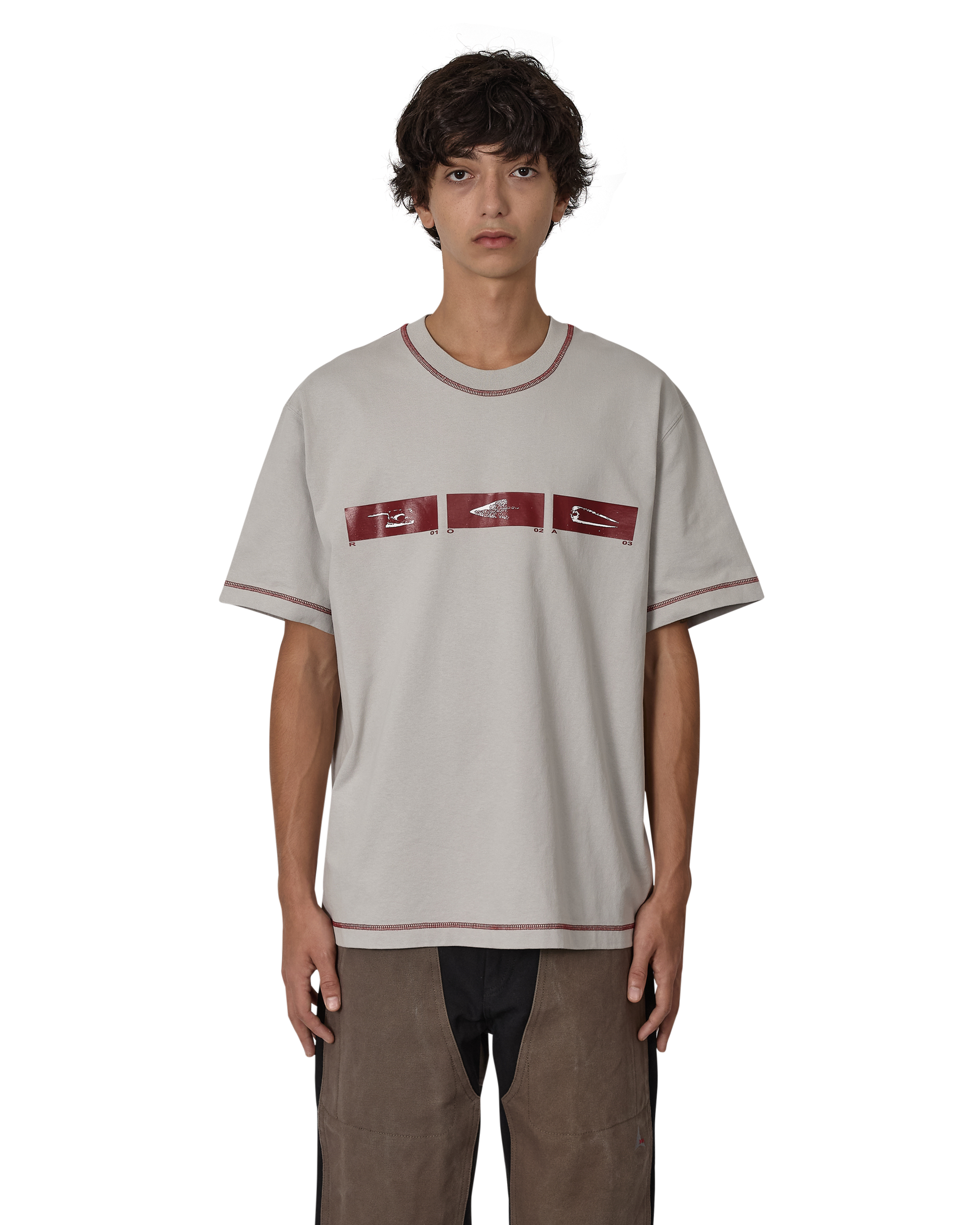 ROA Sticks Stitch Organic T Shirt J316807-S-Grey front