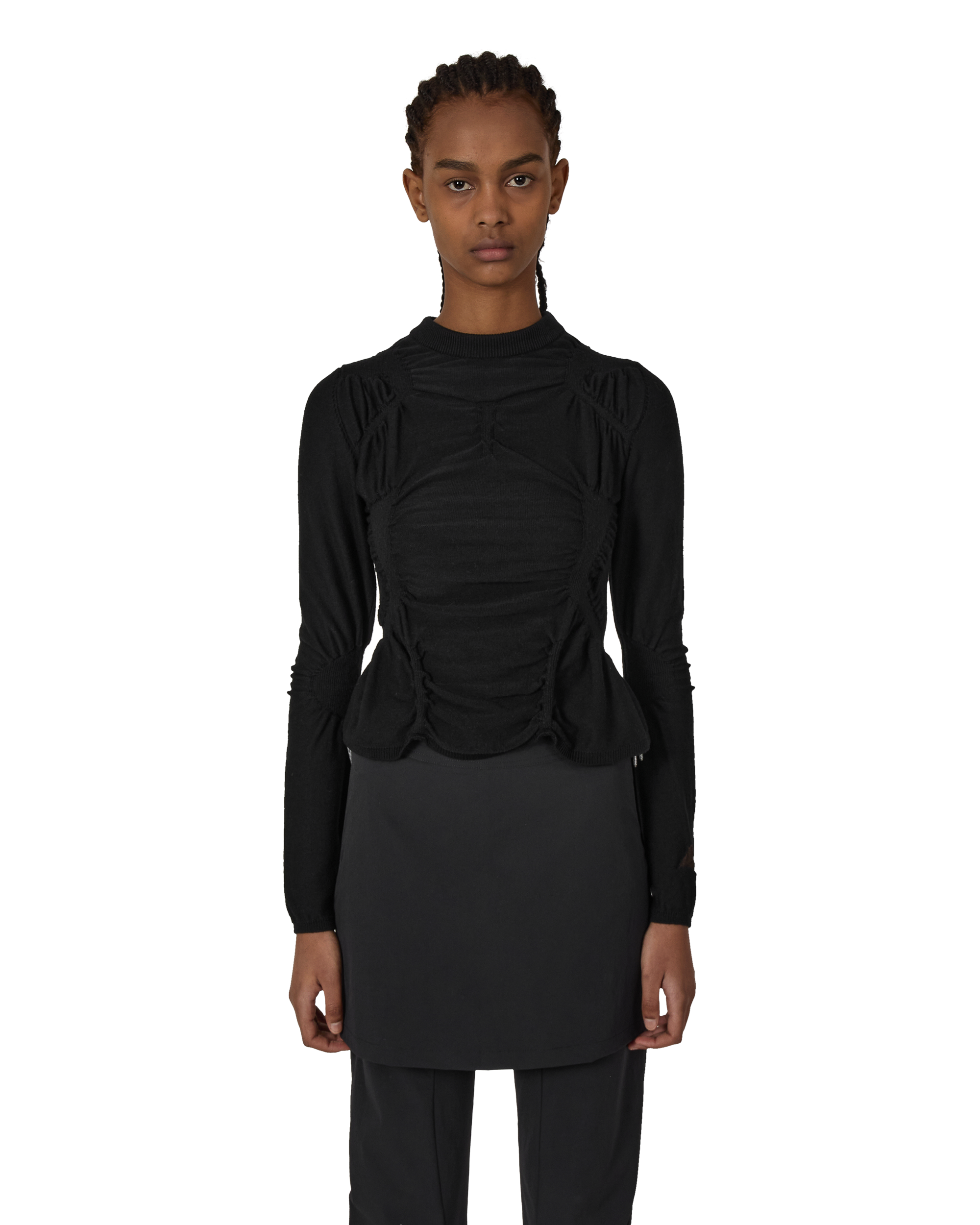 ROA Pinched Wool Knit Top J316866-S-Black front