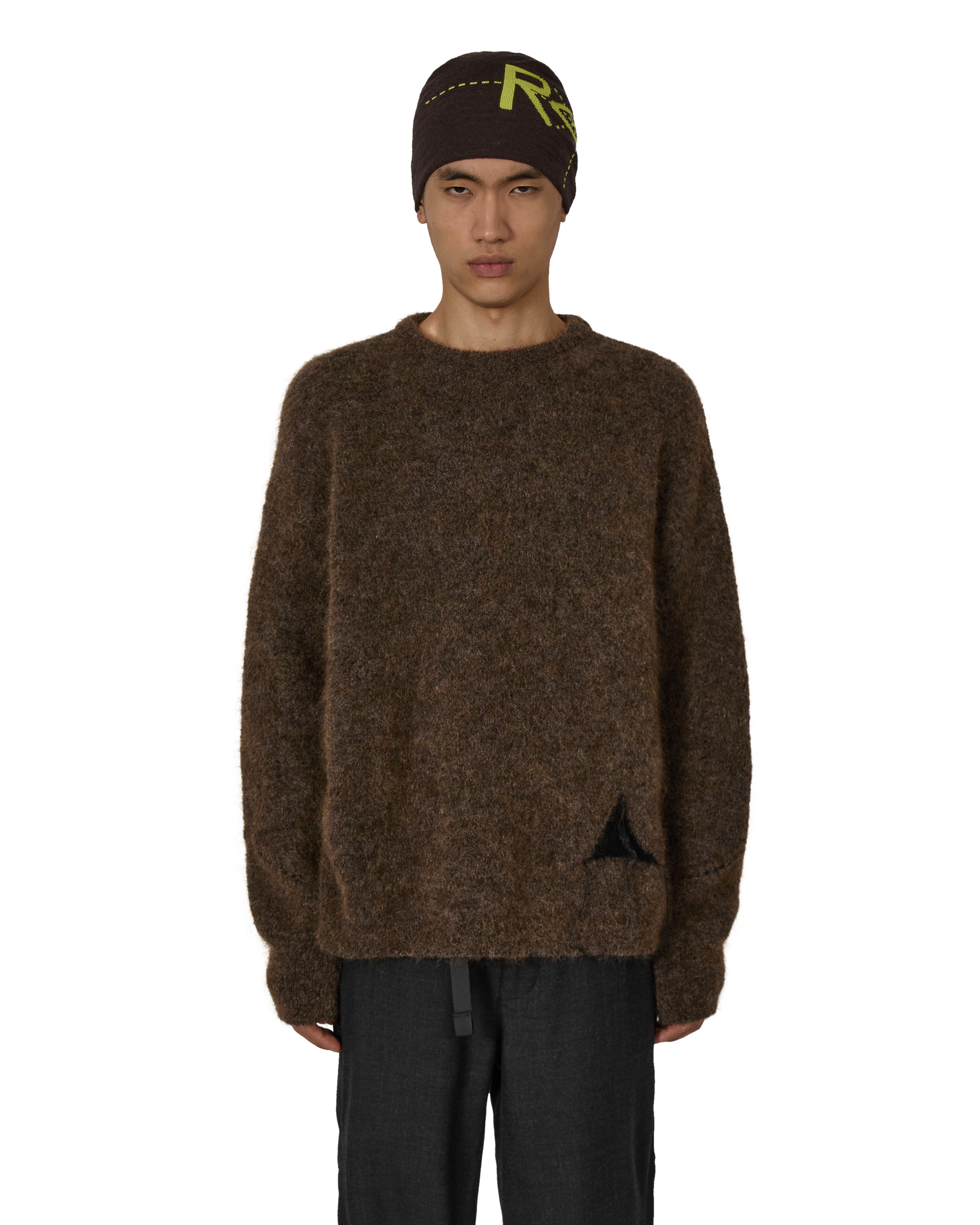 ROA Dropstitch Mohair Knit Crewneck J316886-S-Brown front