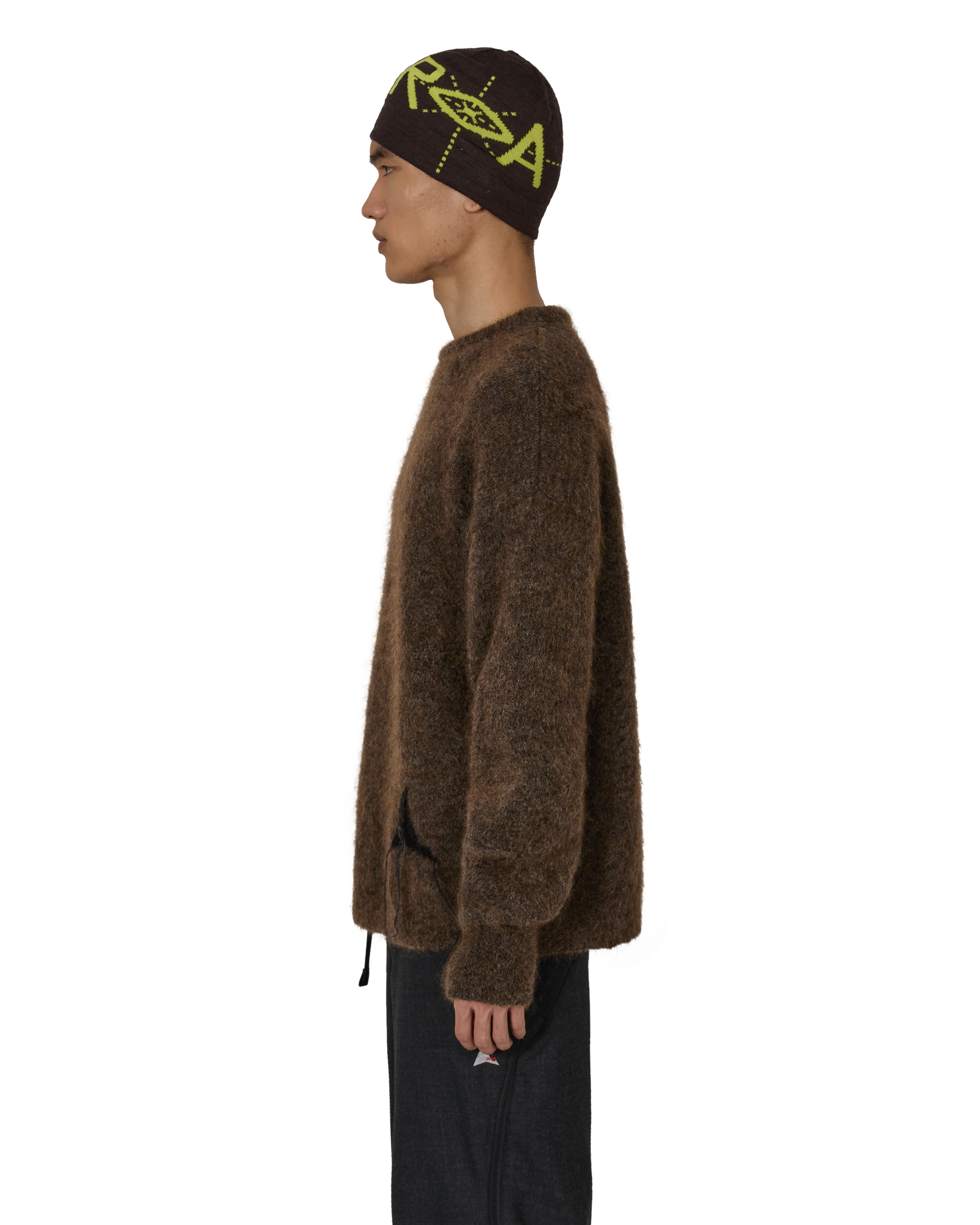 ROA Dropstitch Mohair Knit Crewneck J316886-S-Brown 2