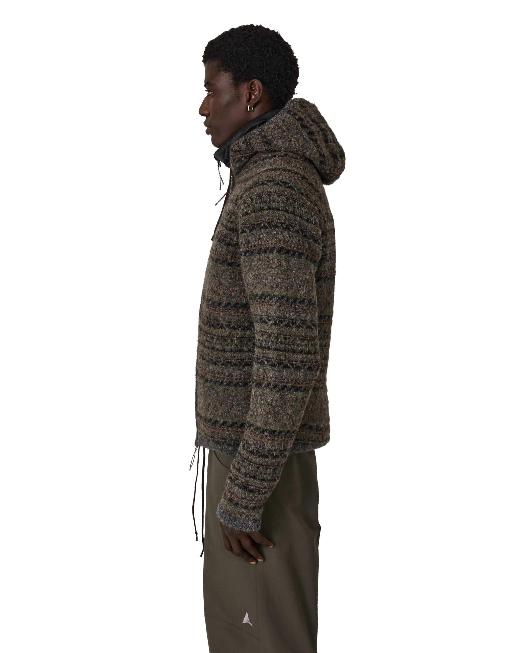 ROA Fair Isle Felted Knit Zip Up Hoodie J316888-S-Green 2