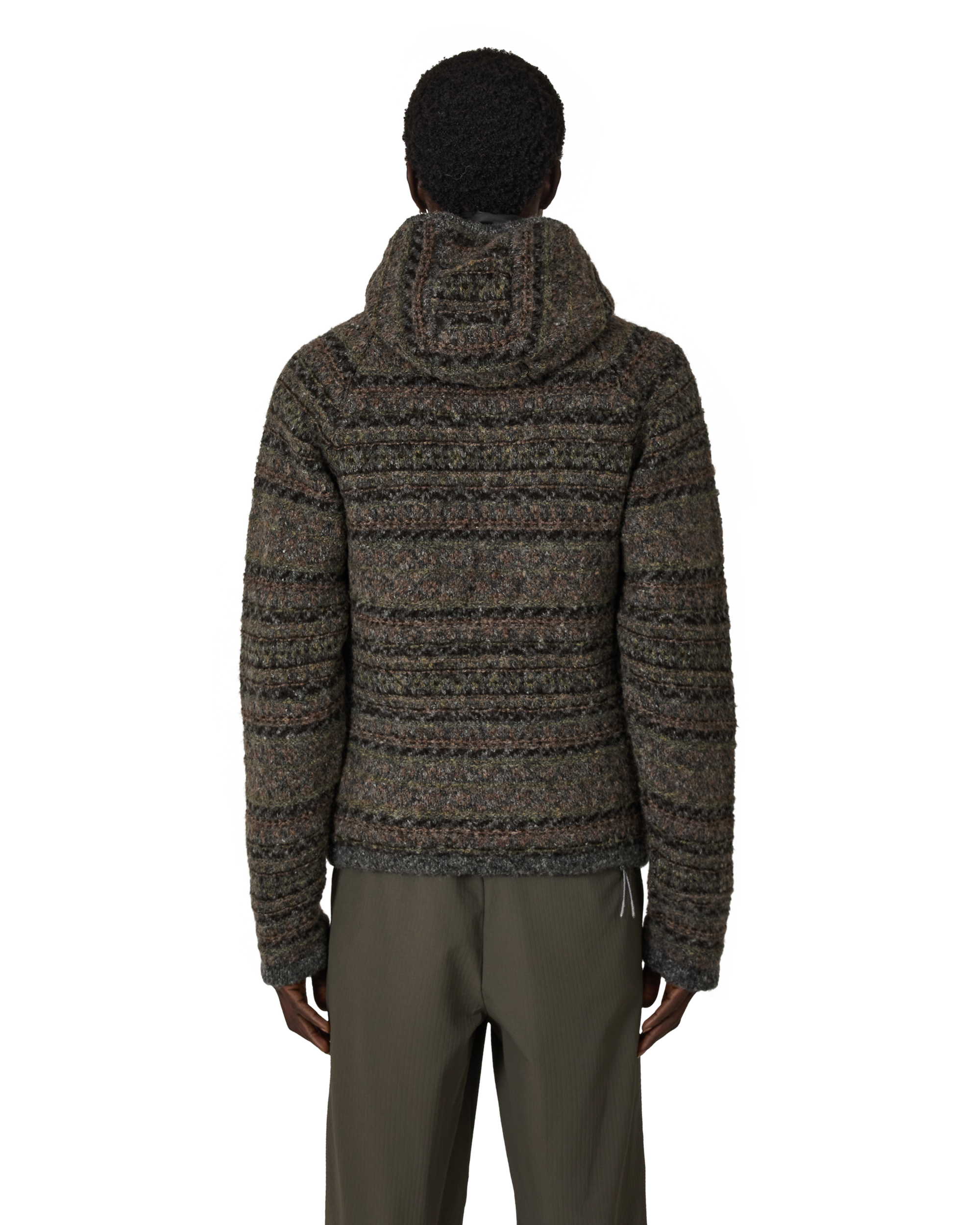 ROA Fair Isle Felted Knit Zip Up Hoodie J316888-S-Green 3