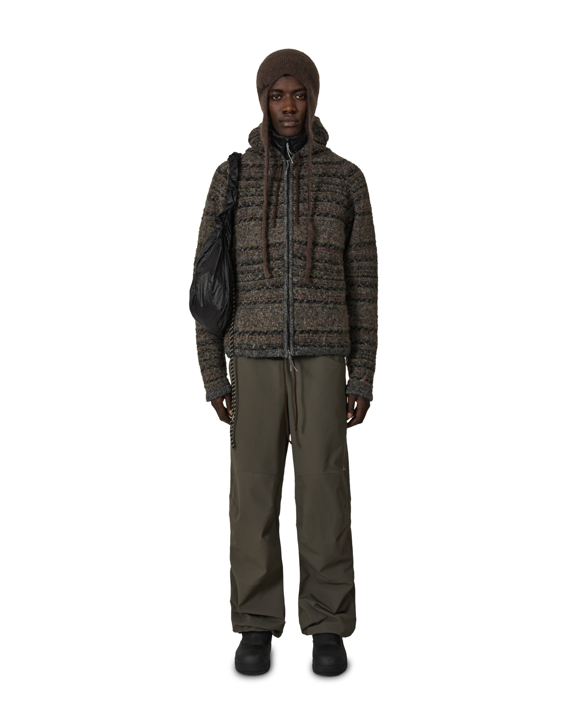 ROA Fair Isle Felted Knit Zip Up Hoodie J316888-S-Green 4
