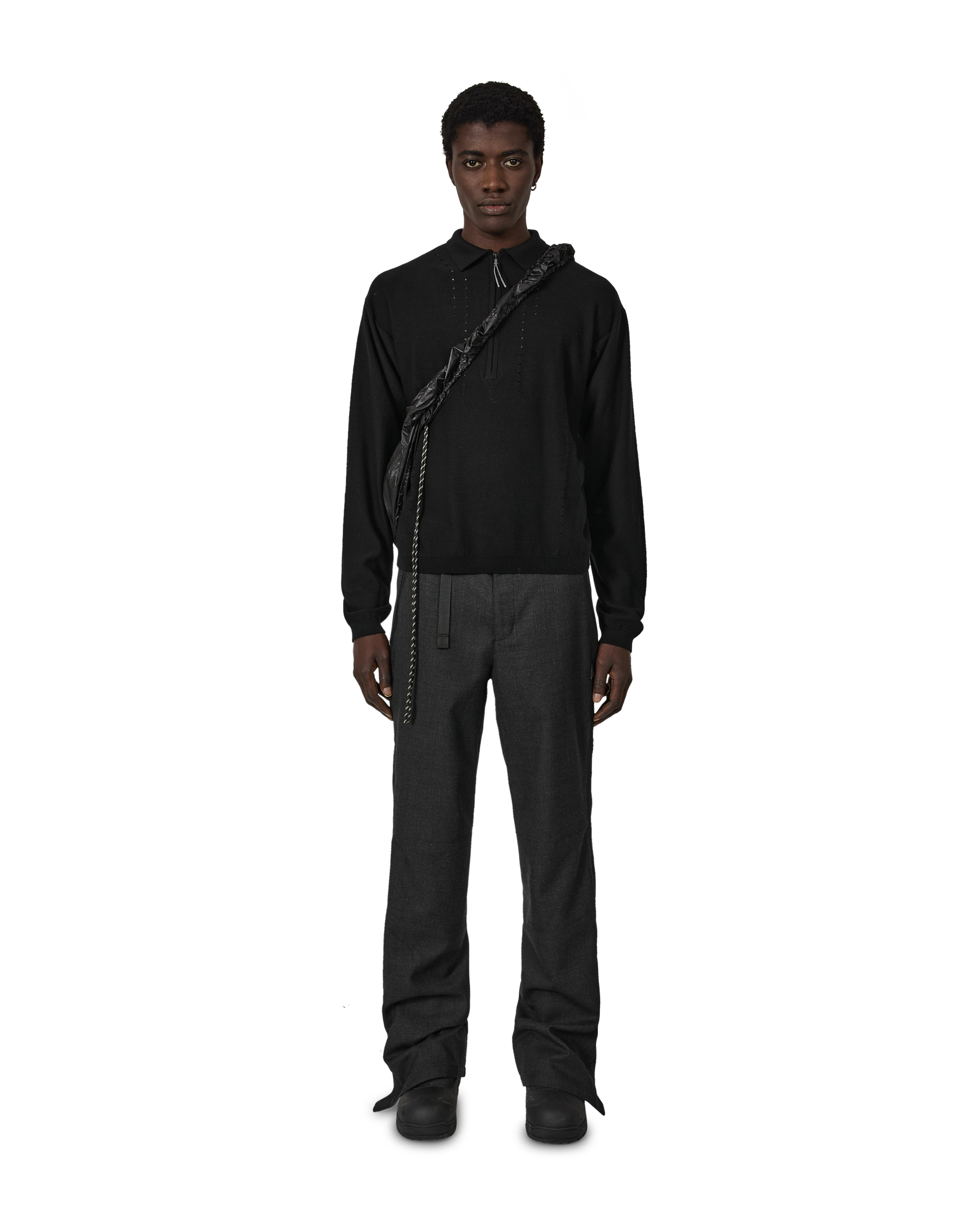 ROA Pinched Wool Knit Polo J316890-S-Black 4