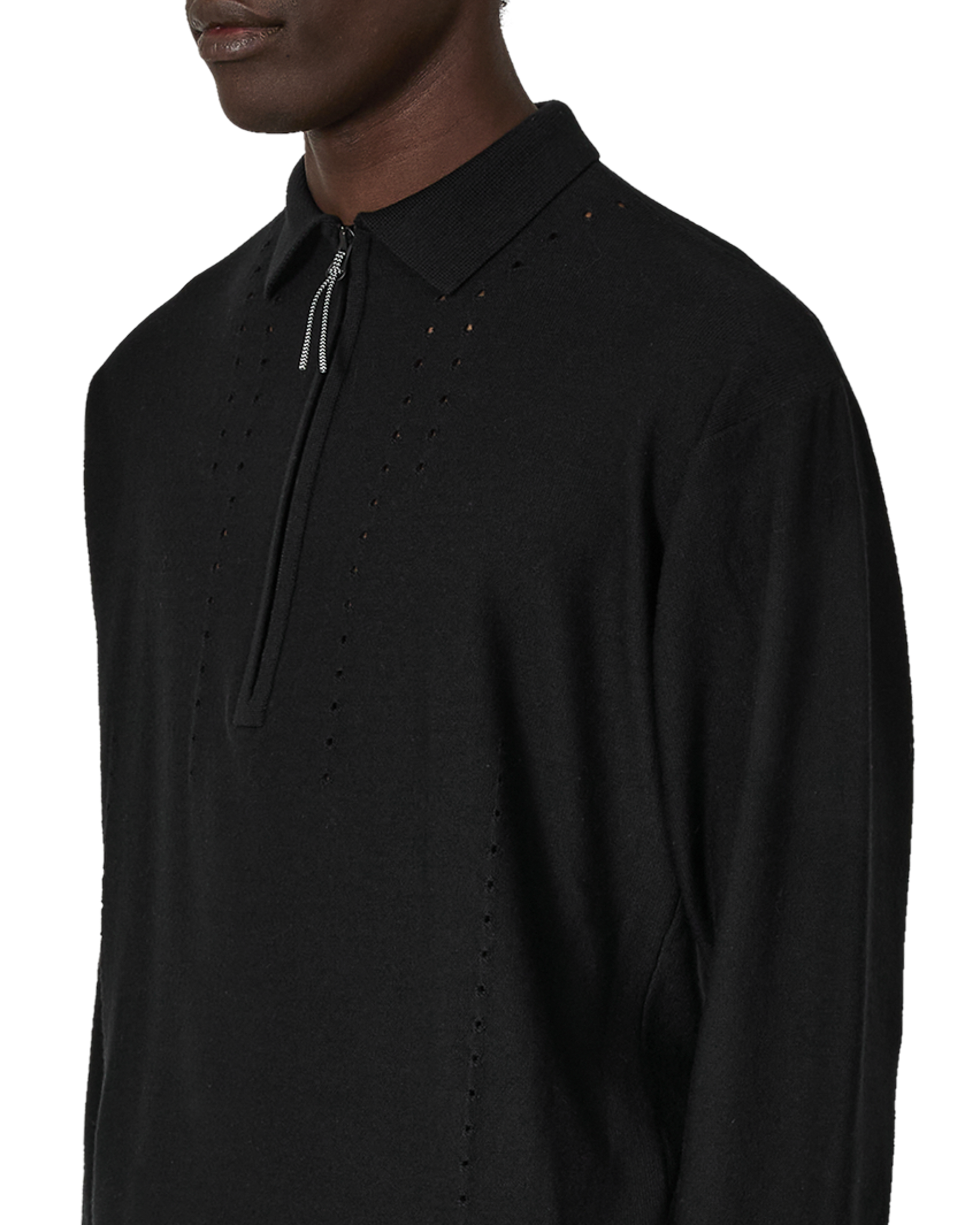 ROA Pinched Wool Knit Polo J316890-S-Black 5