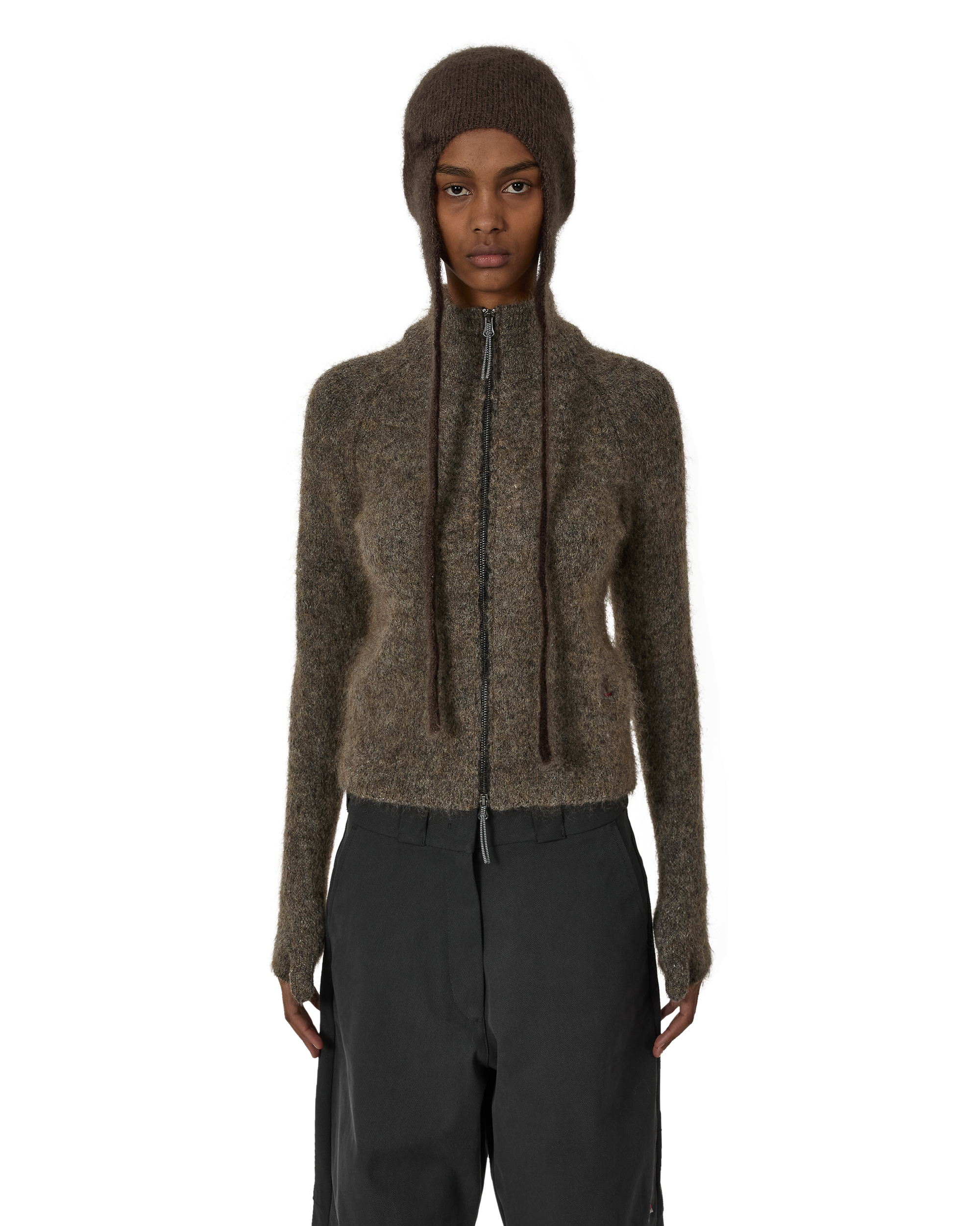 ROA Tasna Mohair Zip Up Sweater J316891-XS-Grey front