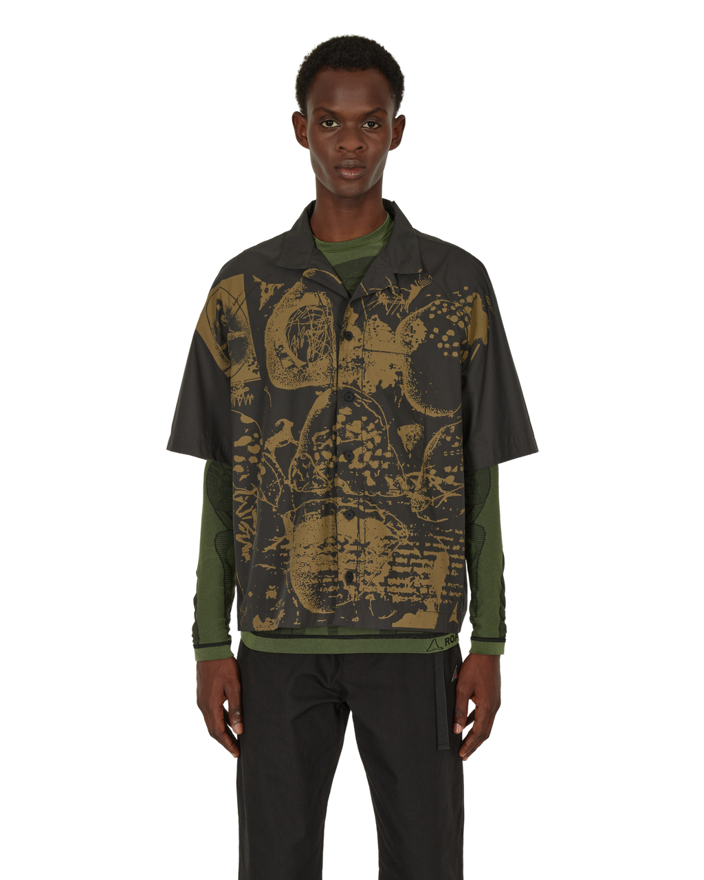 ROA Camp Short Sleeve Shirt Print J278414-S-Black front