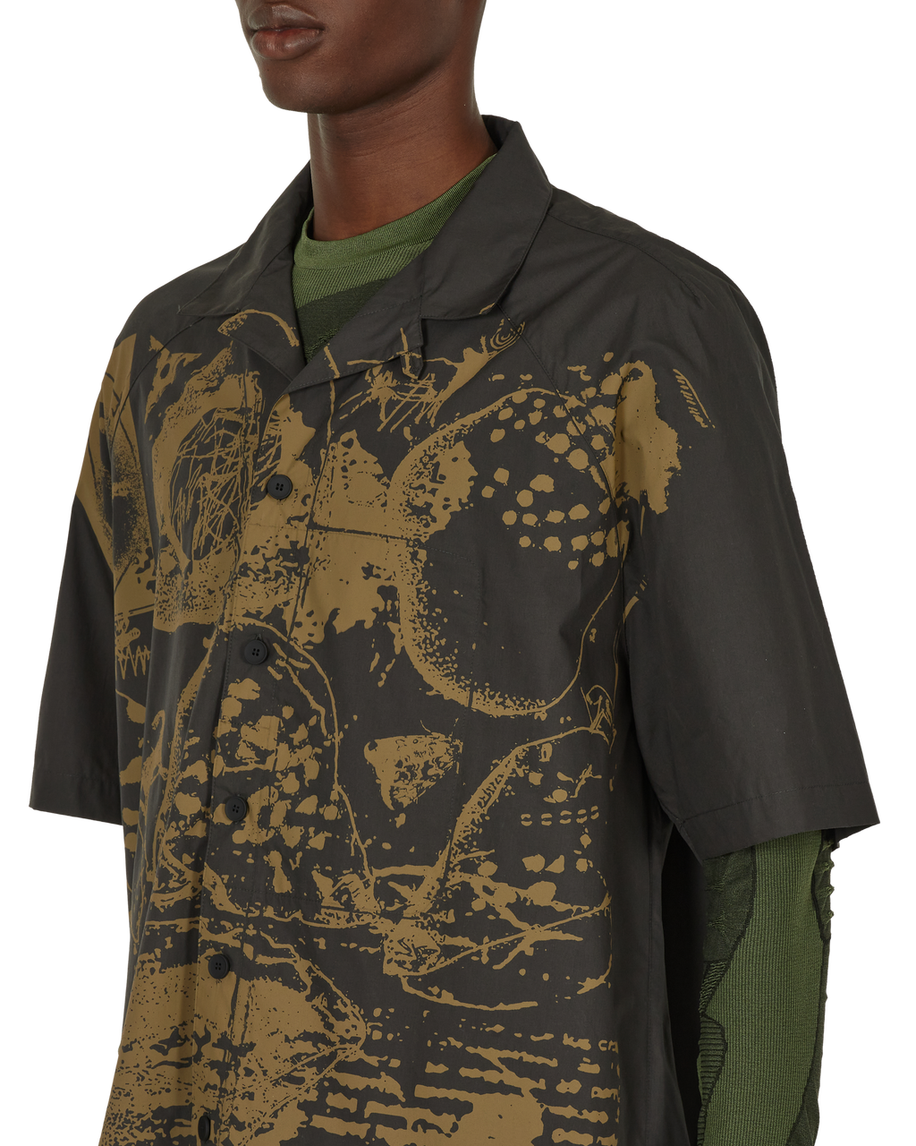 ROA Camp Short Sleeve Shirt Print J278414-S-Black front