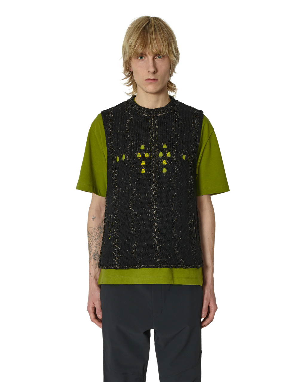 ROA Cable Roundneck Vest J294348-L-Black front