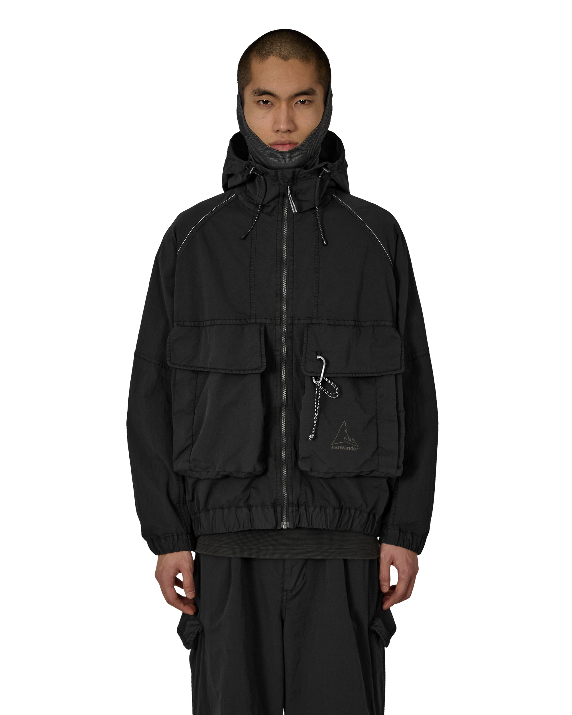 ROA ROA X And Wander Nylon Hooded Jacket J318330-S-Black front
