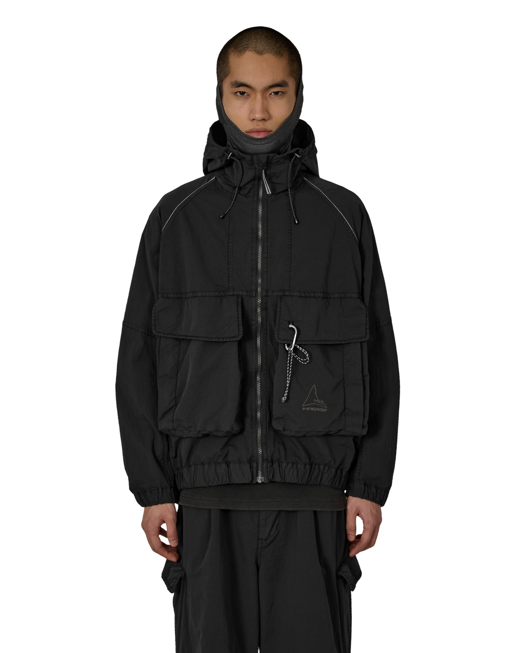 ROA ROA X And Wander Nylon Hooded Jacket J318330-S-Black front