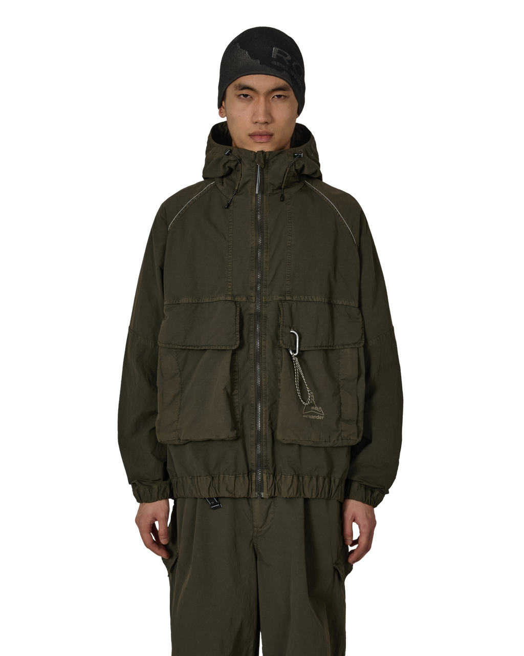 ROA ROA X And Wander Nylon Hooded Jacket J318331-S-Green front