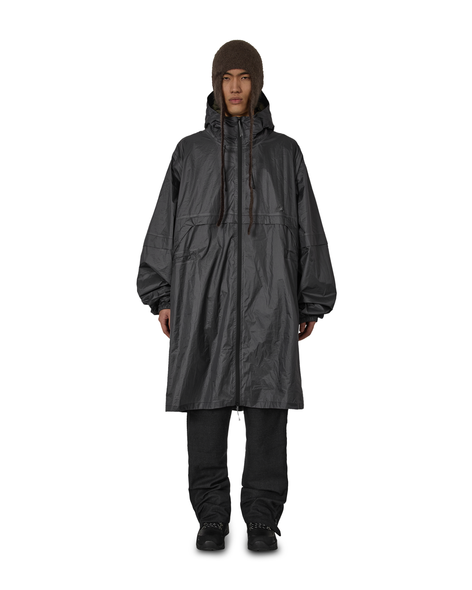 ROA Surface Packable Grid Rain Coat J315914-M-Grey front