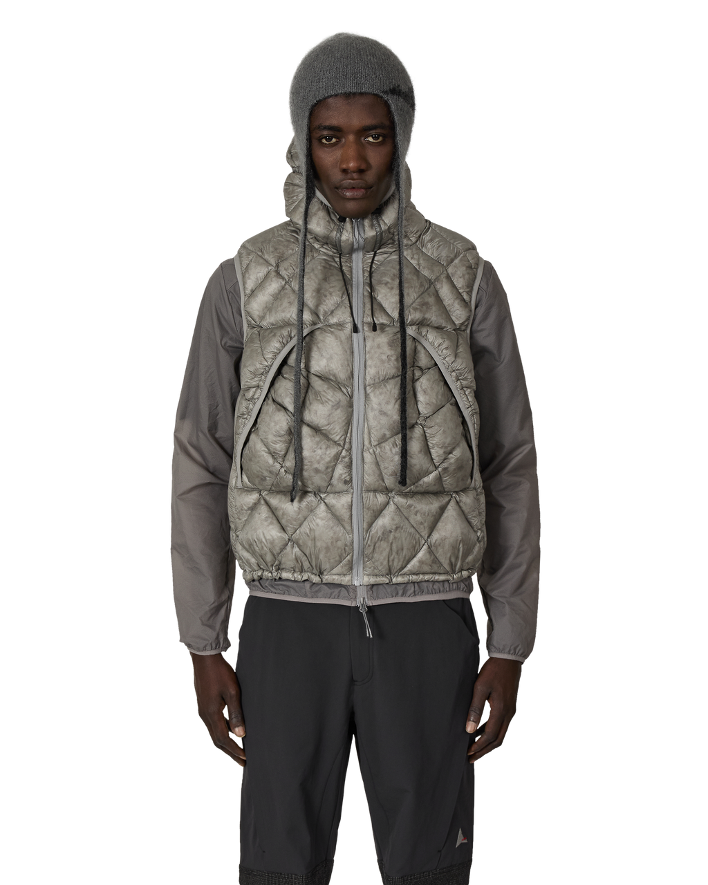 ROA Nuna 800 Fill Power Hooded Down Vest J315915-S-Grey front