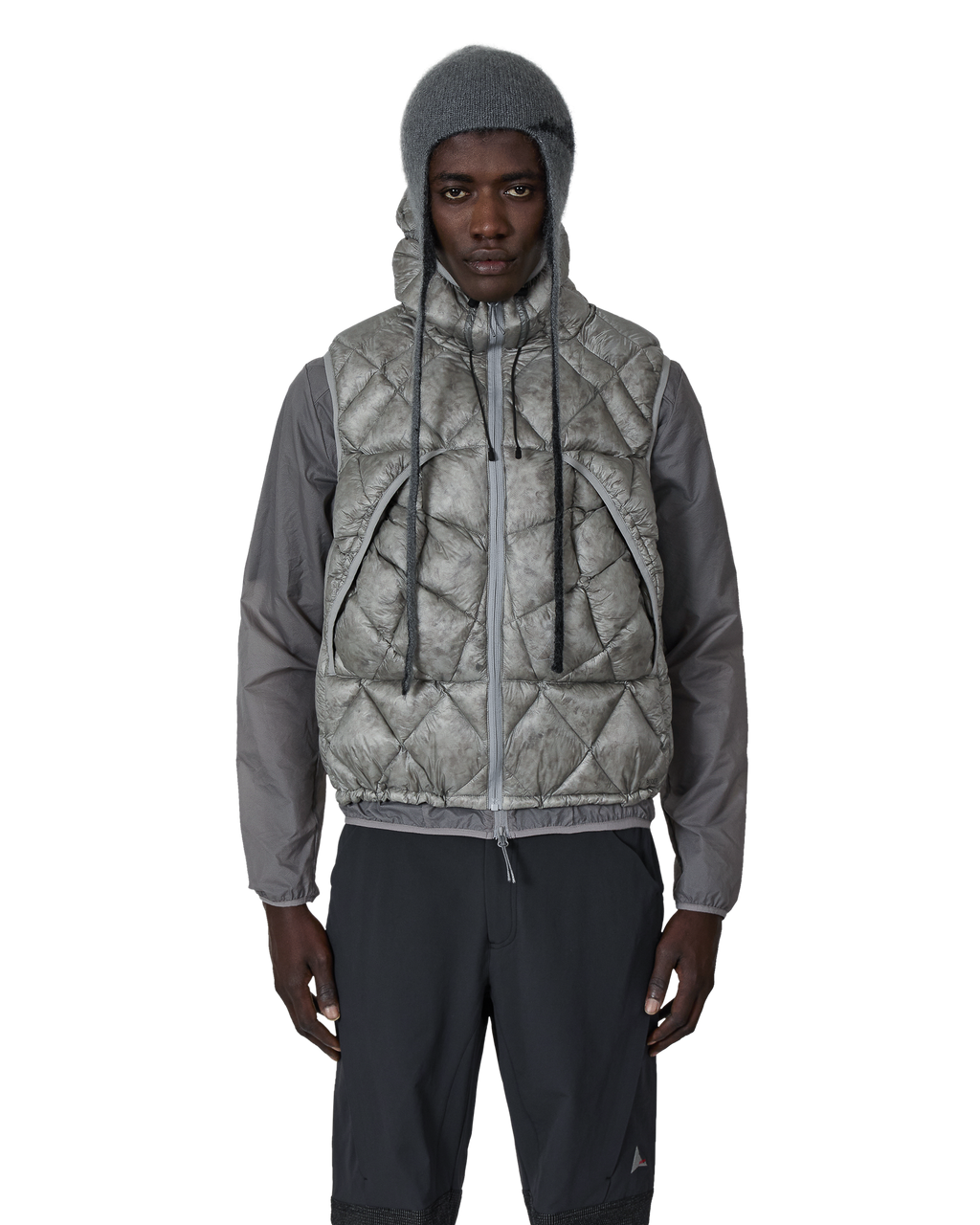 ROA Nuna 800 Fill Power Hooded Down Vest J315915-M-Grey front