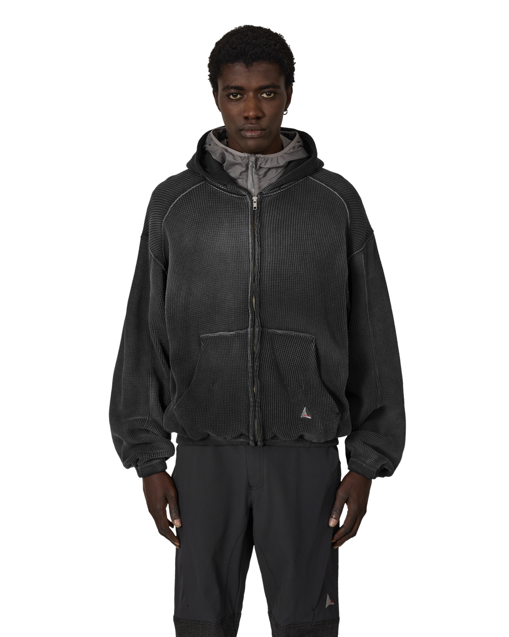 ROA Bee Sun Faded Waffle Zip Up Hoodie J316802-L-Black front