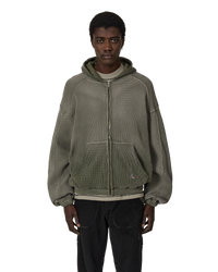 Thumbnail Bee Sun Faded Waffle Zip Up Hoodie Olive