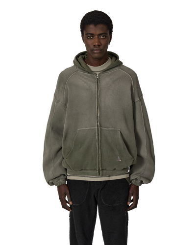 ROA Bee Sun Faded Waffle Zip Up Hoodie J316803-S-Green front