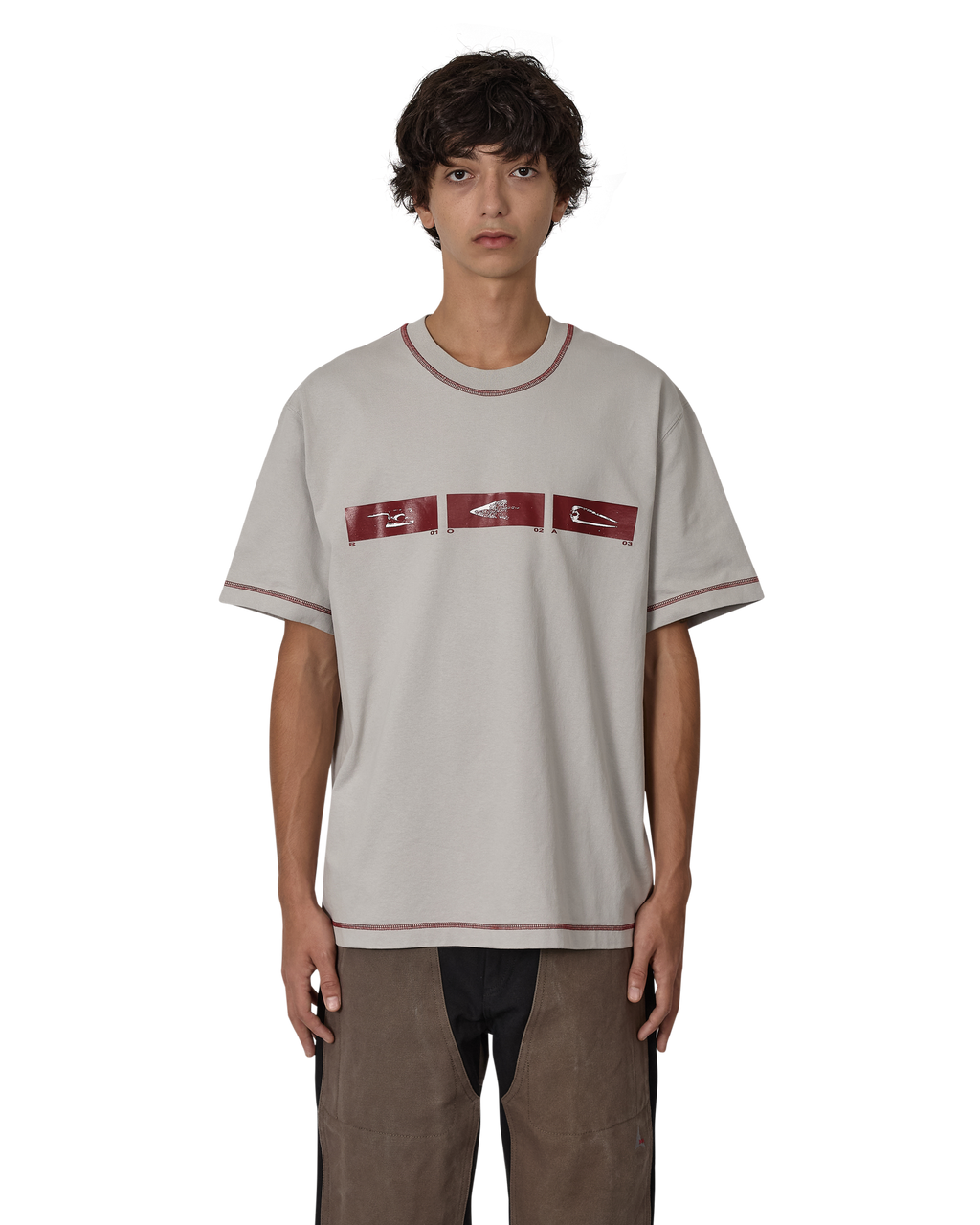 ROA Sticks Stitch Organic T Shirt J316807-S-Grey front