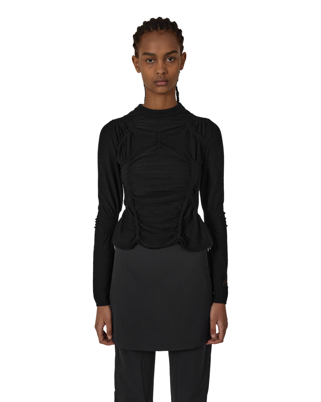 ROA Pinched Wool Knit Top J316866-S-Black front