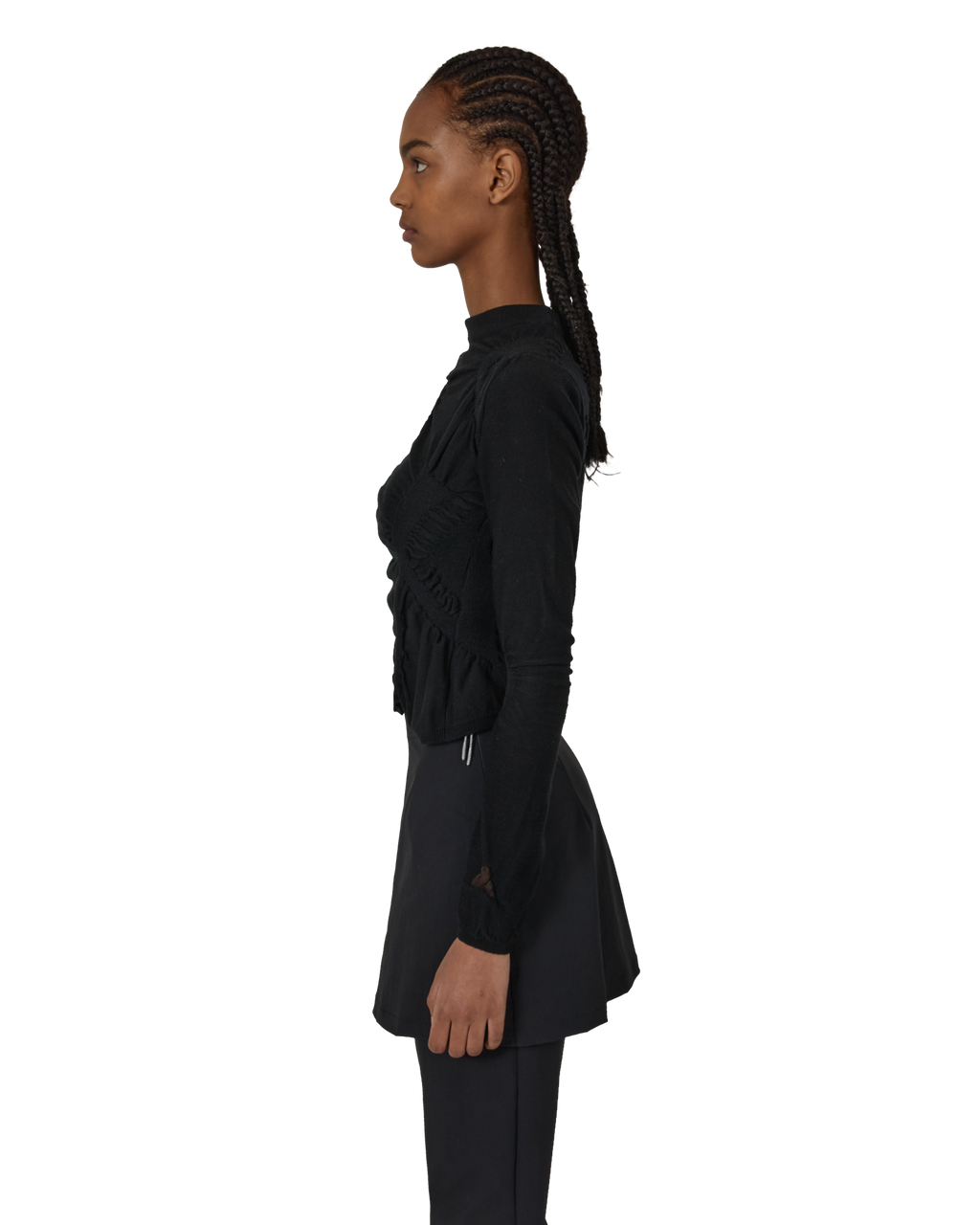ROA Pinched Wool Knit Top J316866-S-Black front