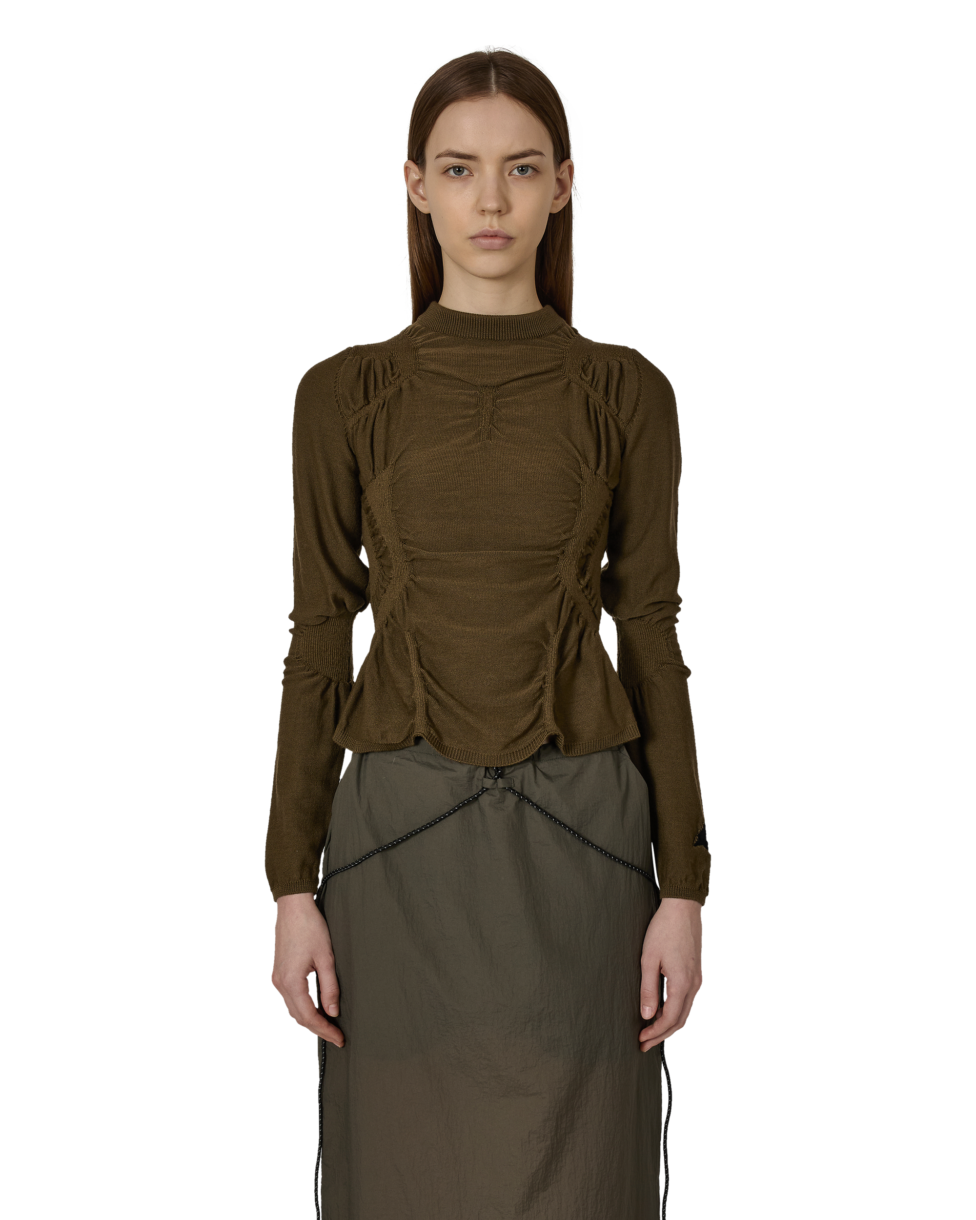 ROA Pinched Wool Knit Top J316867-S-Green front