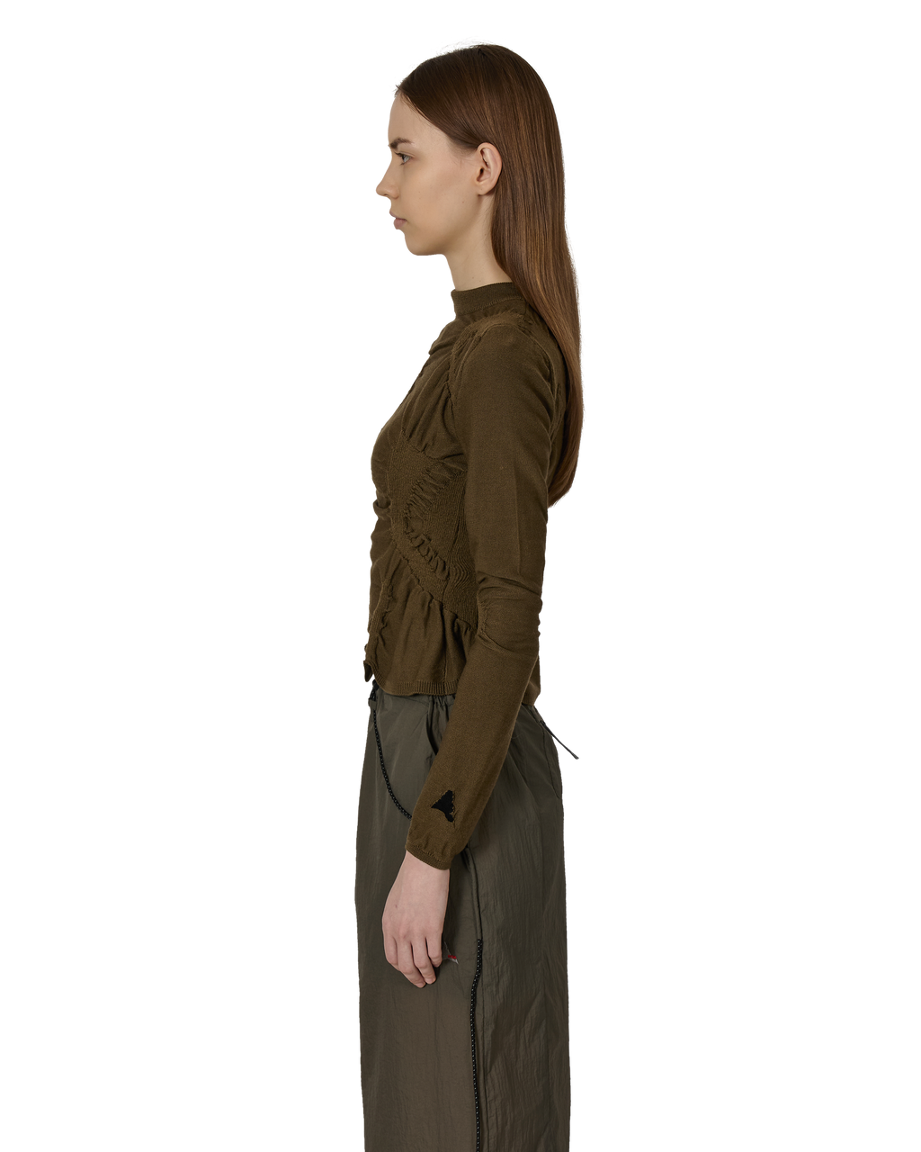 ROA Pinched Wool Knit Top J316867-S-Green front