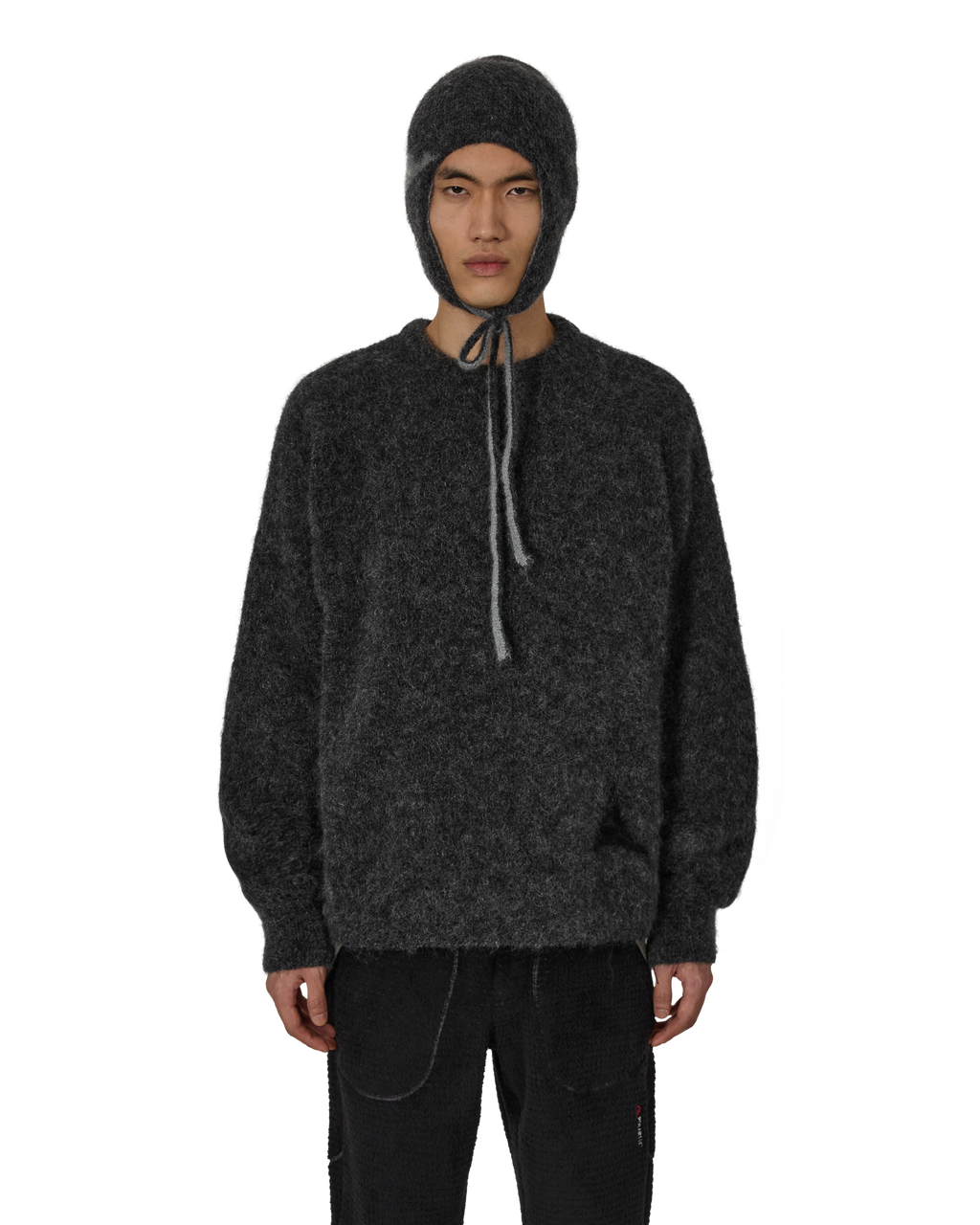 ROA Dropstitch Mohair Knit Crewneck J316885-S-Grey front