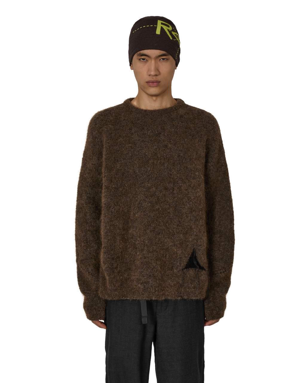 ROA Dropstitch Mohair Knit Crewneck J316886-S-Brown front