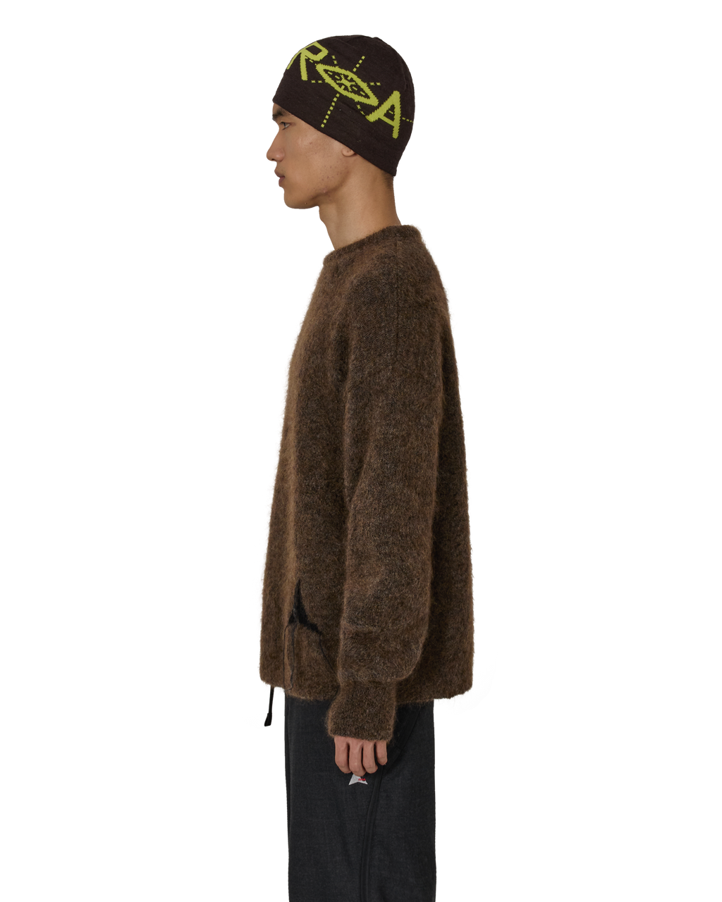 ROA Dropstitch Mohair Knit Crewneck J316886-S-Brown front