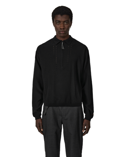 ROA Pinched Wool Knit Polo J316890-S-Black front