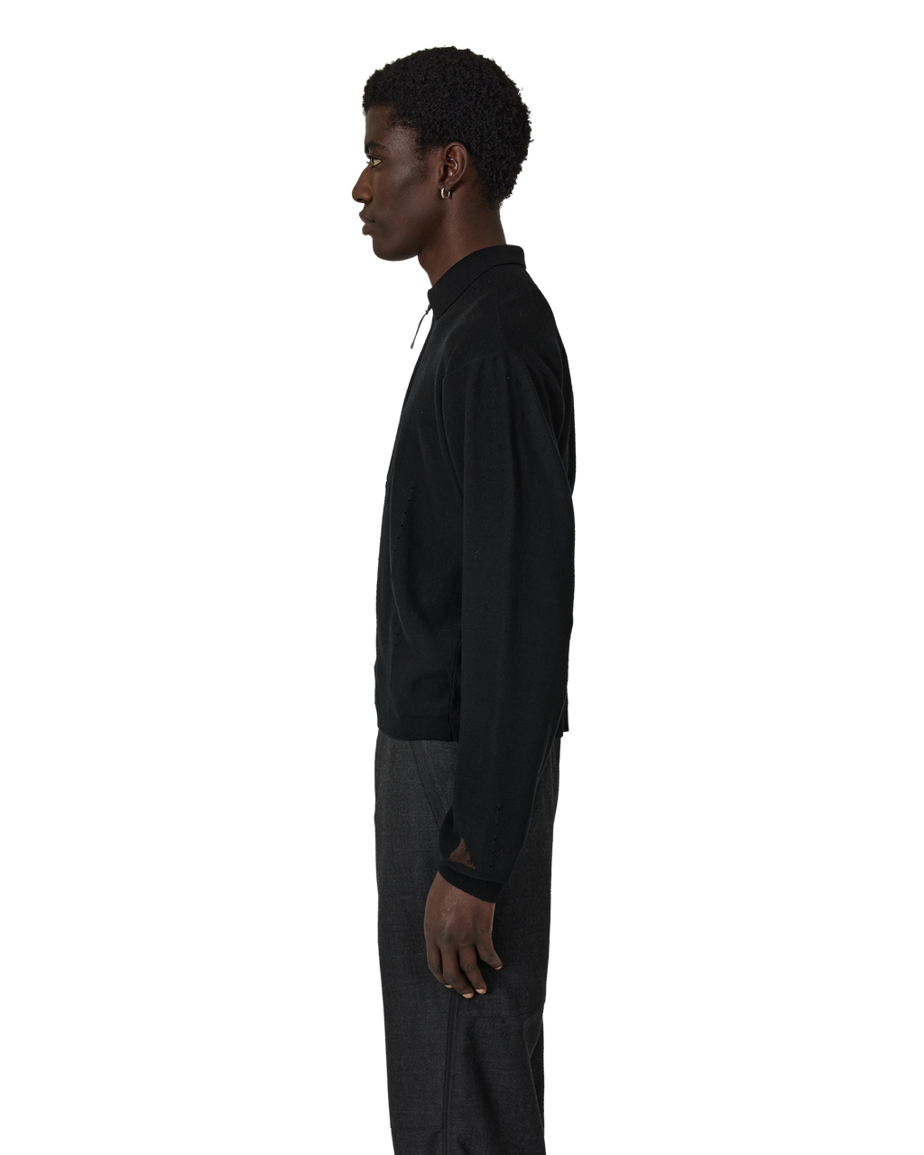 ROA Pinched Wool Knit Polo J316890-S-Black front