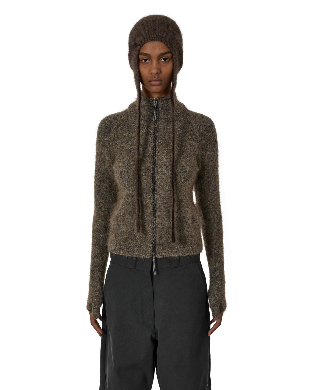 ROA Tasna Mohair Zip Up Sweater J316891-XS-Grey front