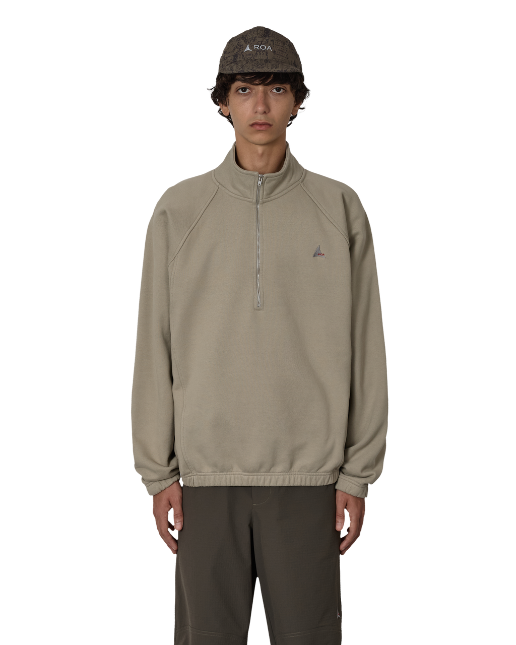 ROA Logo 490gsm Heavy Half Zip J318540-S-Grey front