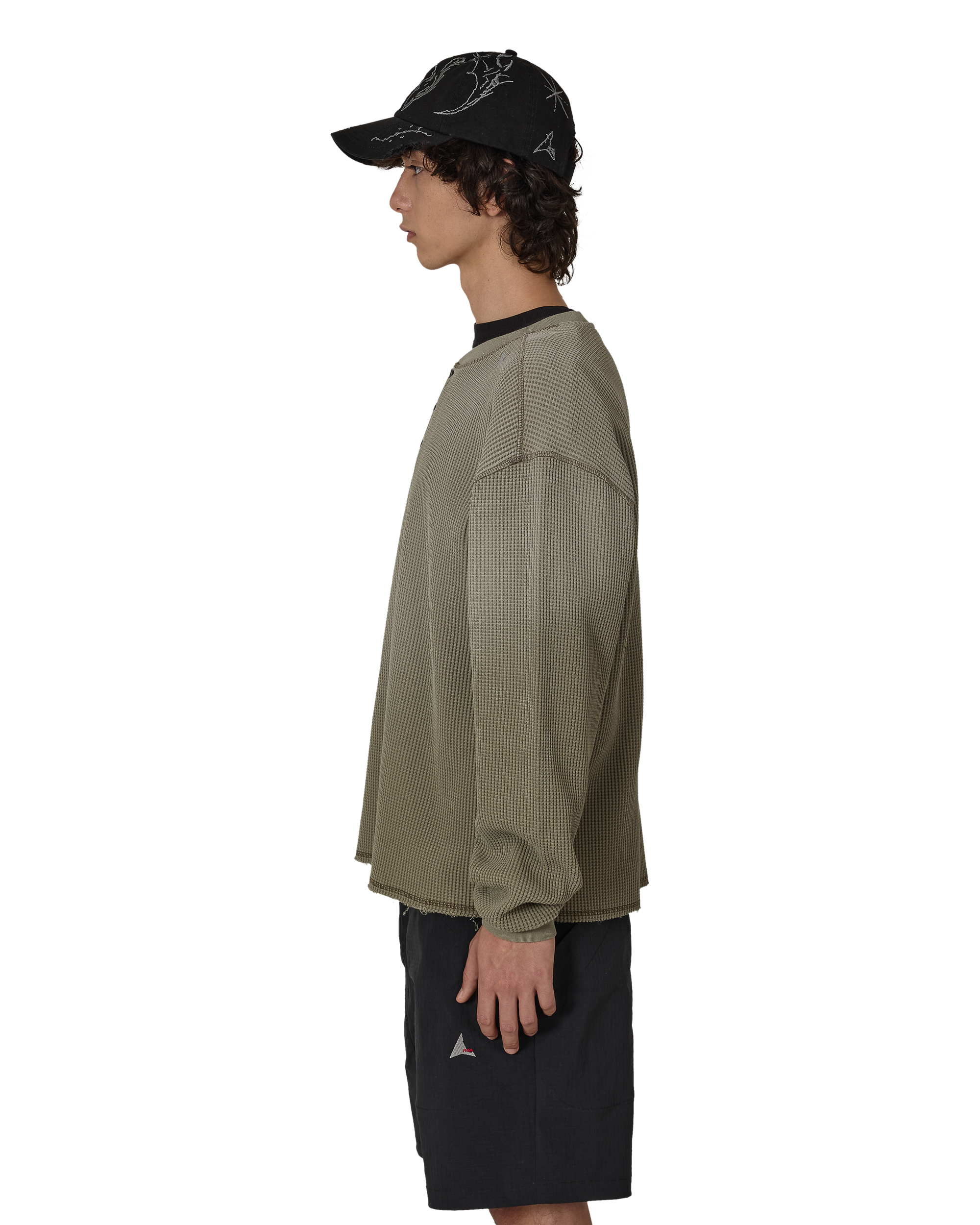 ROA Bee Sun Faded Organic Waffle Serafino Long Sleeve J325239-S-Green 2