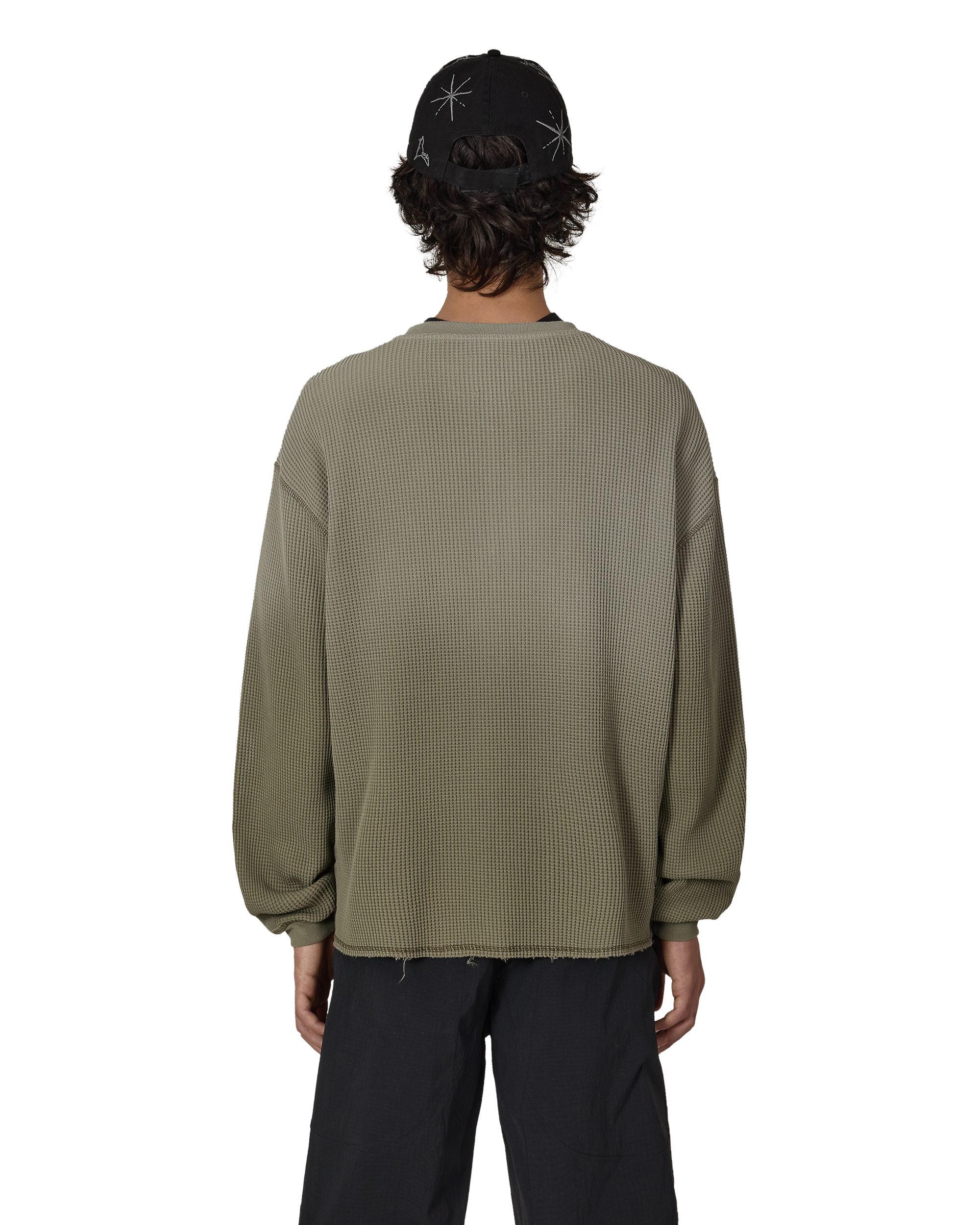 ROA Bee Sun Faded Organic Waffle Serafino Long Sleeve J325239-S-Green 3