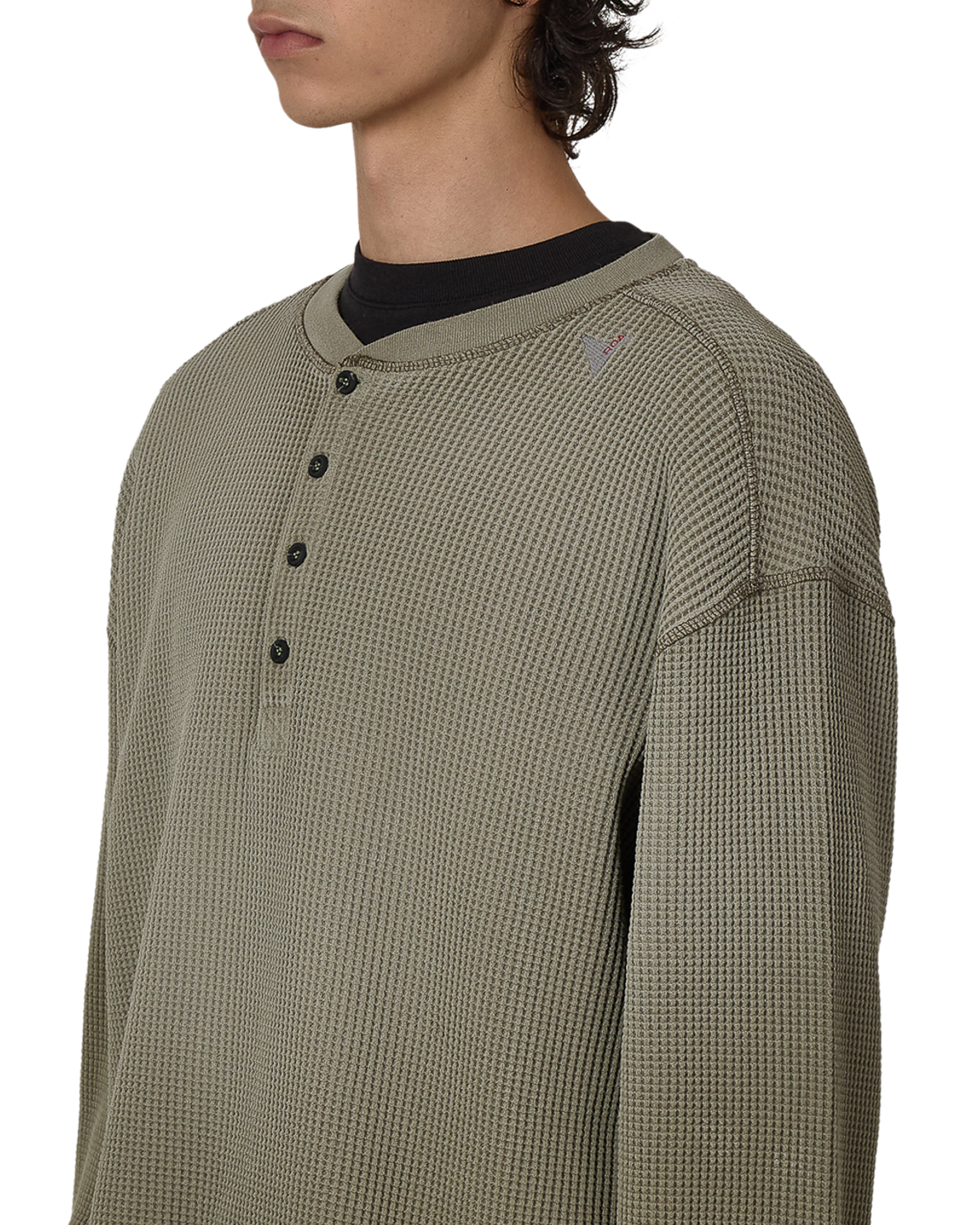 ROA Bee Sun Faded Organic Waffle Serafino Long Sleeve J325239-S-Green 5