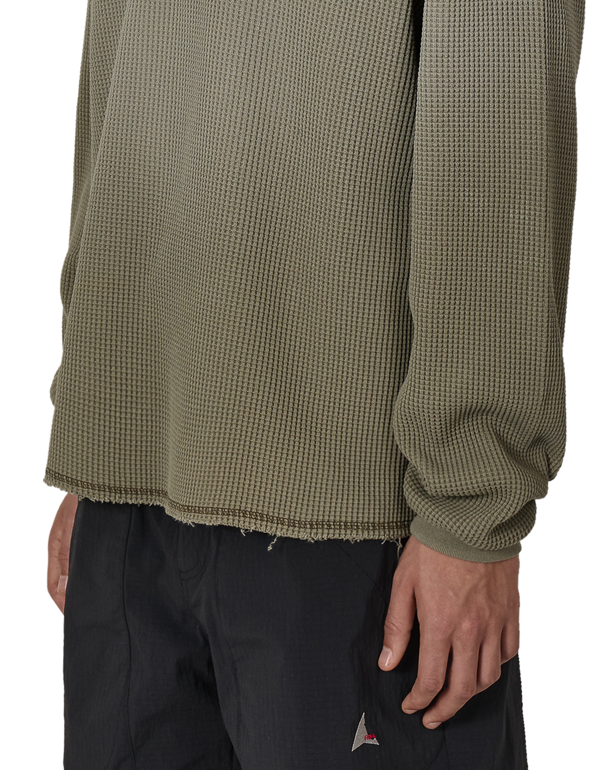 ROA Bee Sun Faded Organic Waffle Serafino Long Sleeve J325239-S-Green 6
