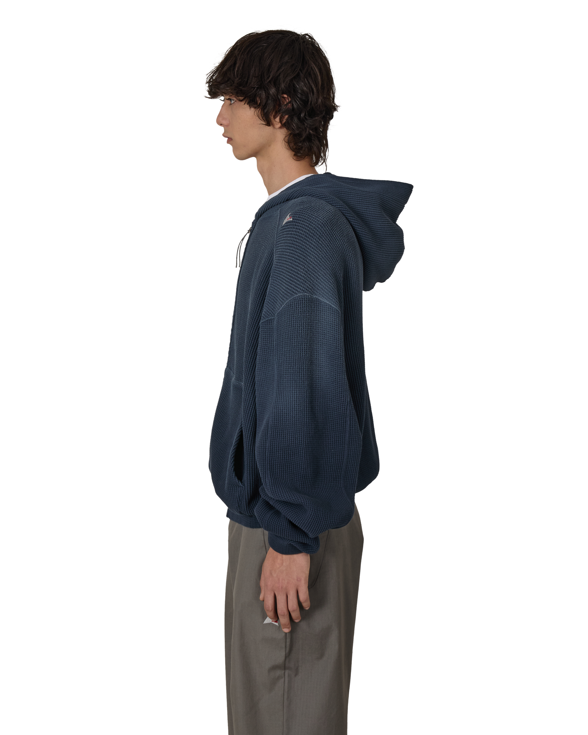 ROA Bee Sun Faded Organic Waffle Zip Up Hoodie J325240-S-Blue 2