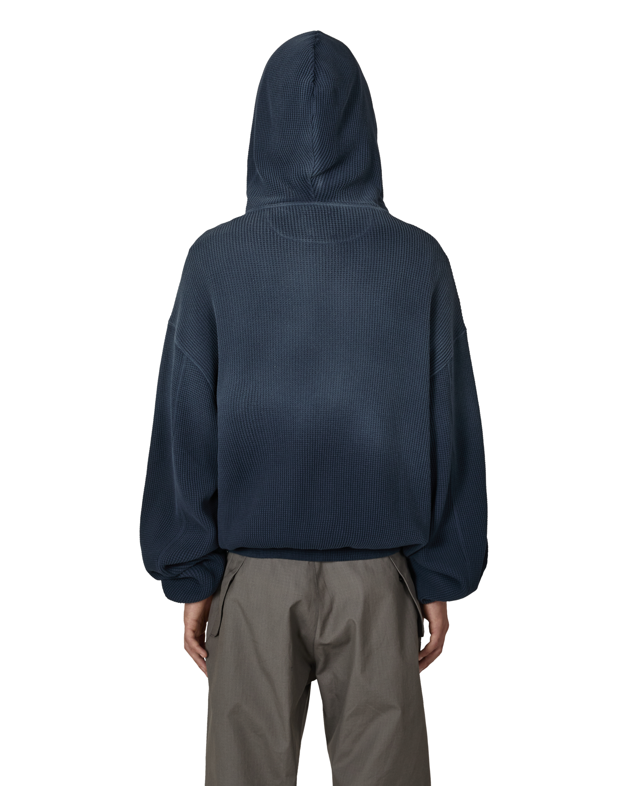 ROA Bee Sun Faded Organic Waffle Zip Up Hoodie J325240-S-Blue 3