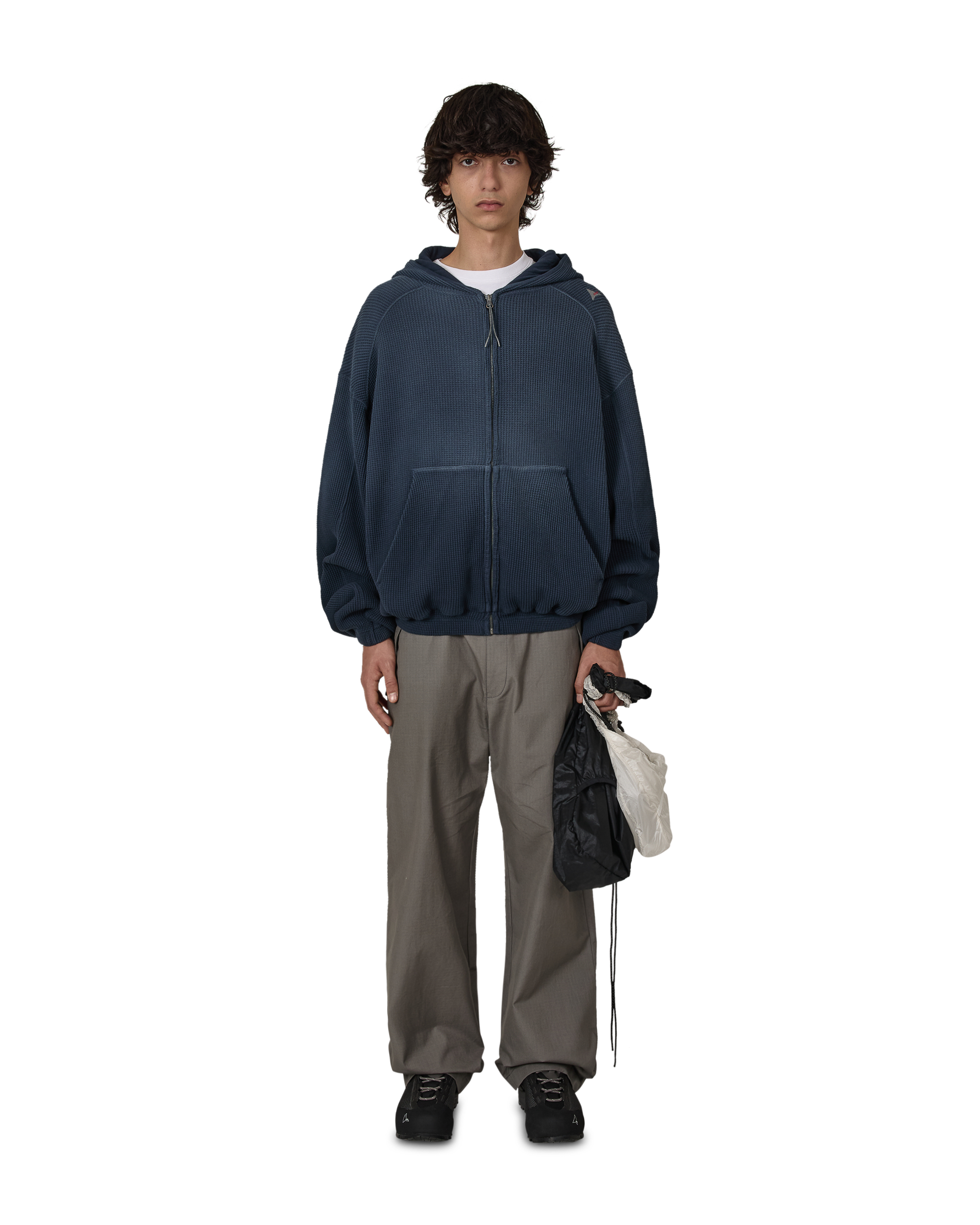 ROA Bee Sun Faded Organic Waffle Zip Up Hoodie J325240-S-Blue 4