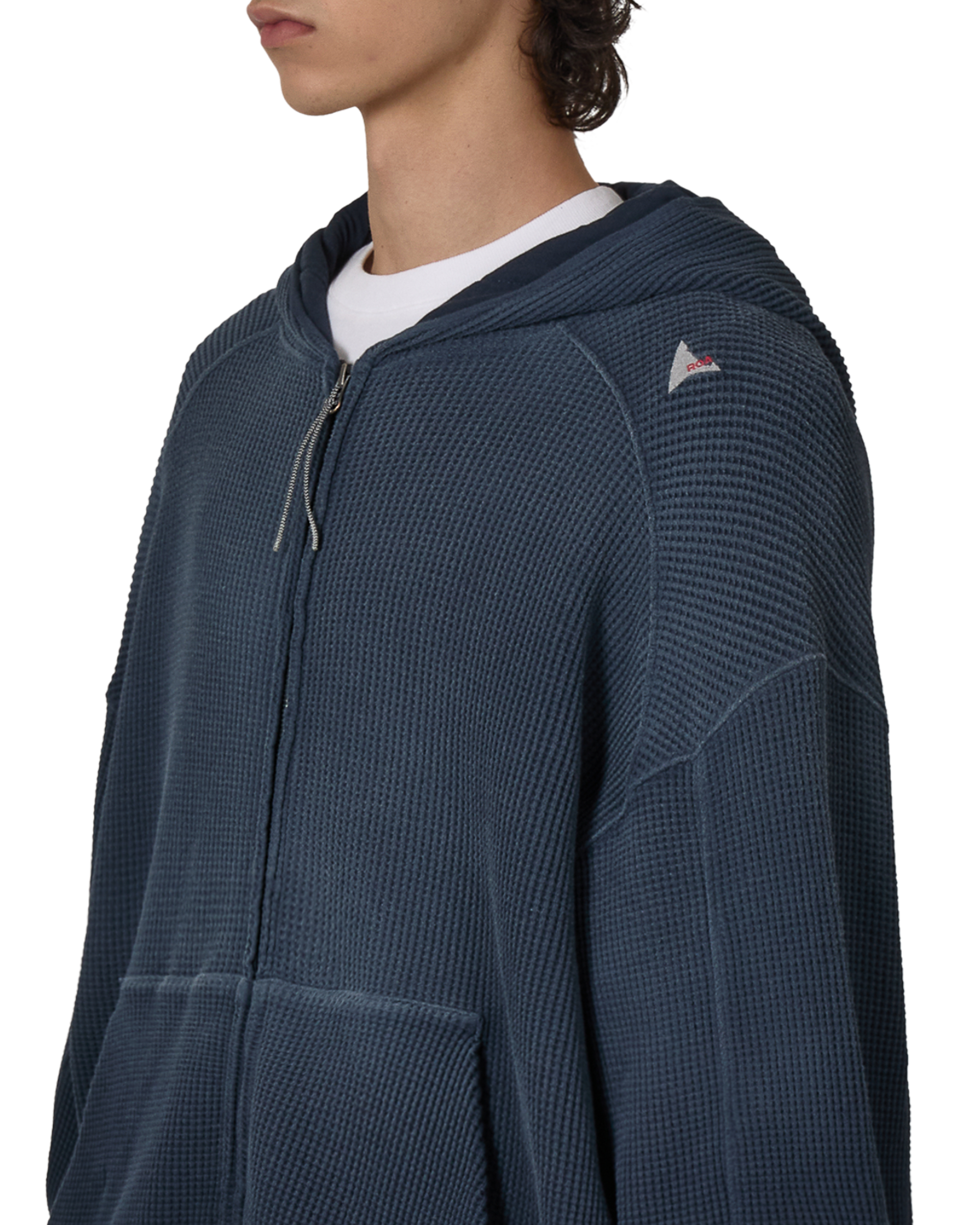 ROA Bee Sun Faded Organic Waffle Zip Up Hoodie J325240-S-Blue 5