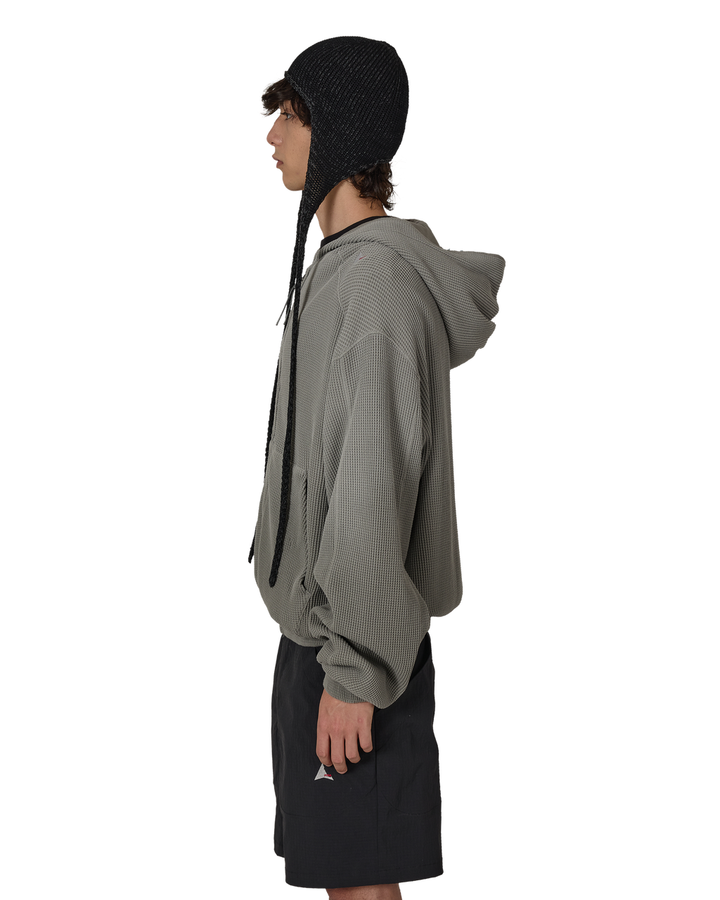 ROA Bee Sun Faded Organic Waffle Zip Up Hoodie J325241-S-Grey front